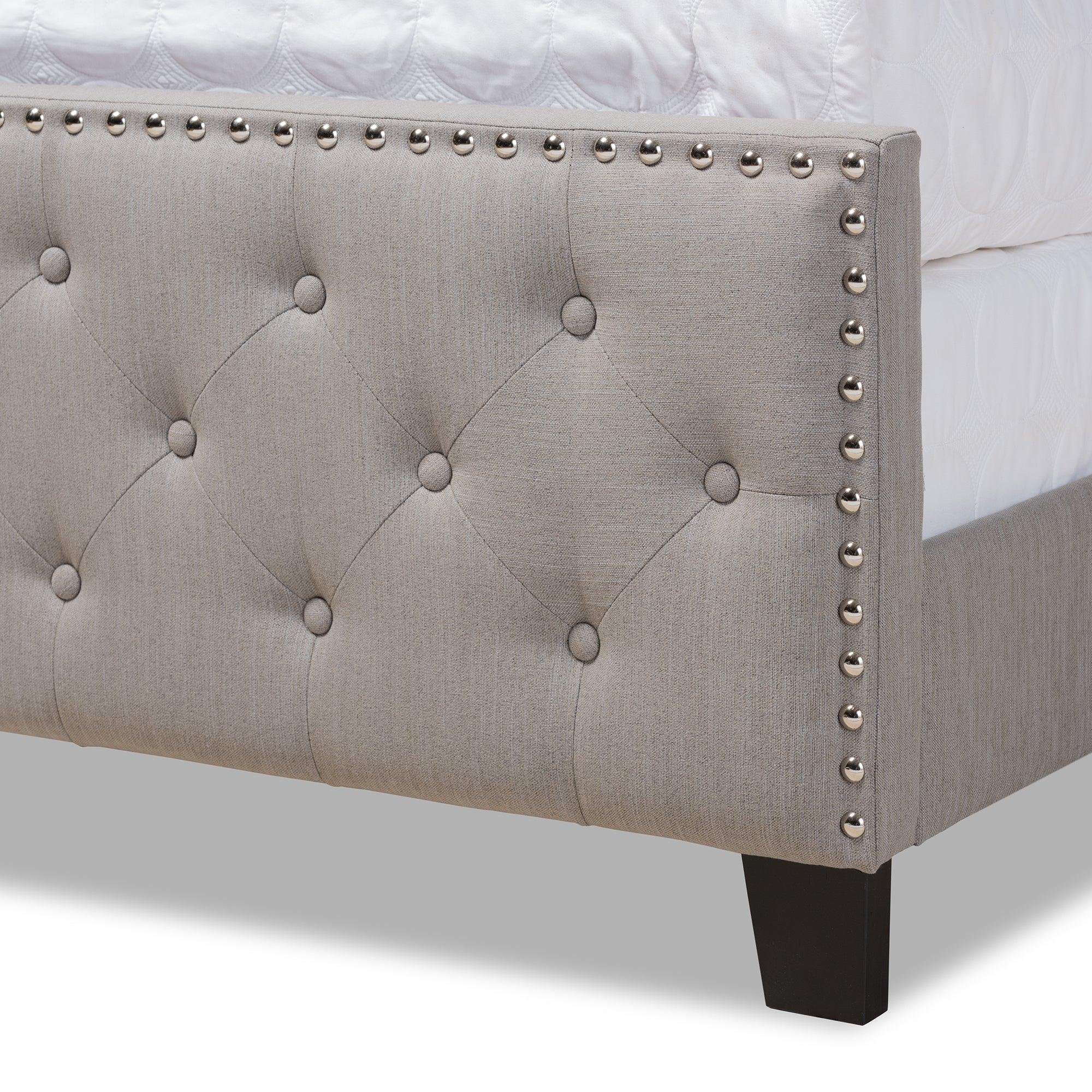 Marion Modern Transitional Fabric Upholstered Button Tufted Panel Bed