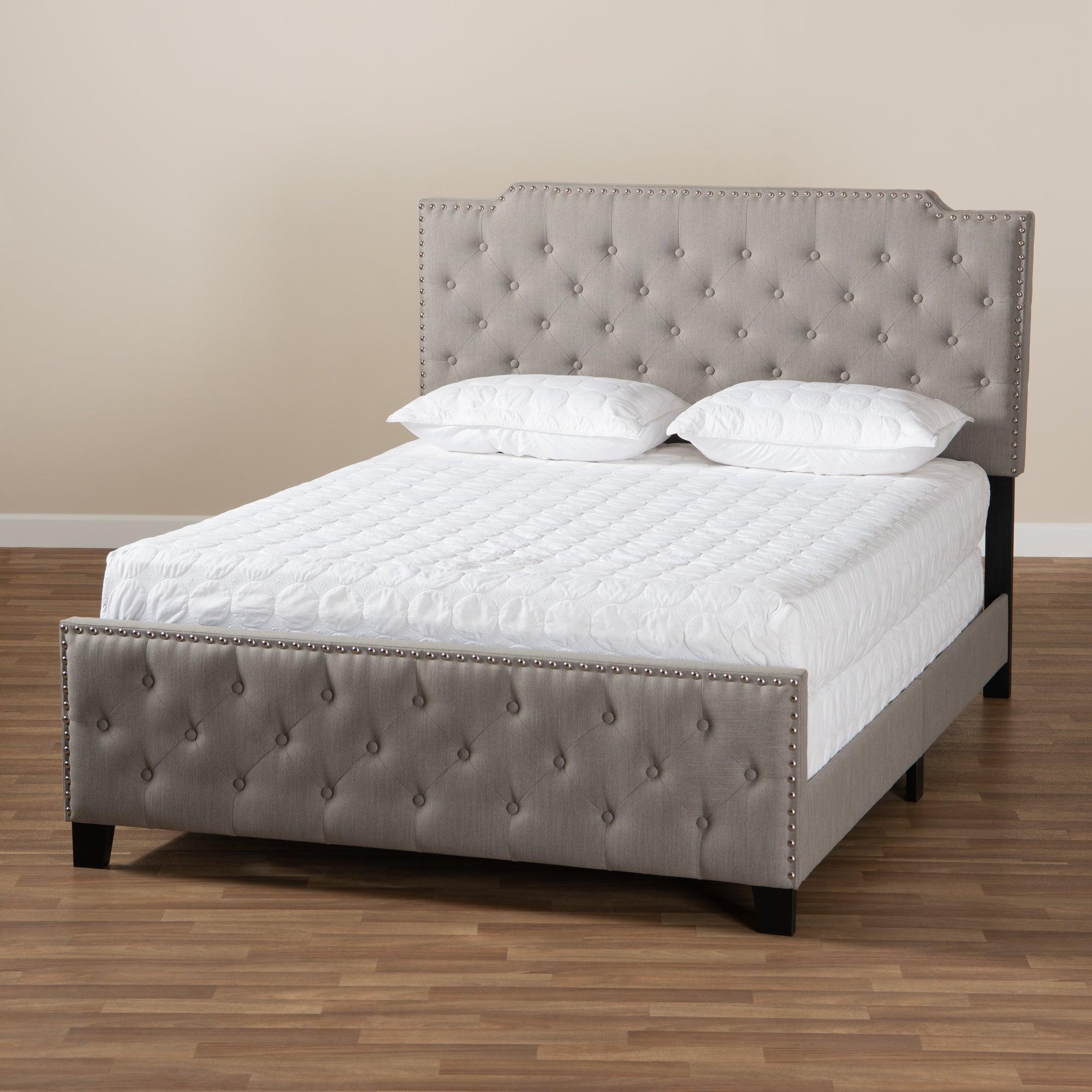 Marion Modern Transitional Fabric Upholstered Button Tufted Panel Bed