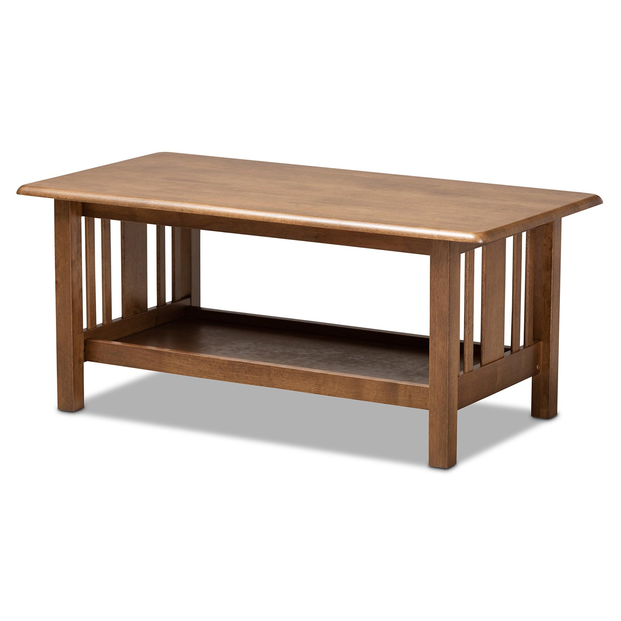 Rylie Traditional Transitional Mission Style Finished Rectangular Wood Coffee Table