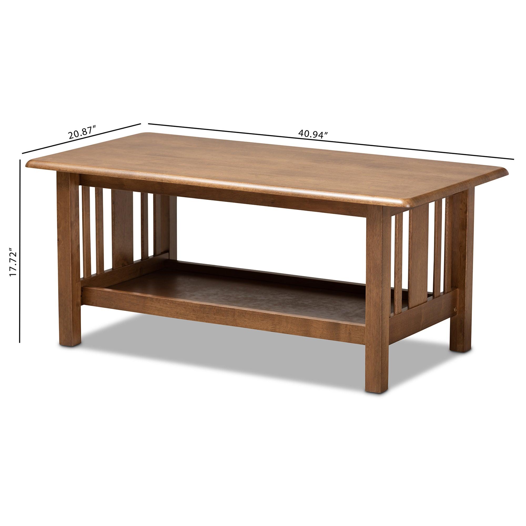 Rylie Traditional Transitional Mission Style Finished Rectangular Wood Coffee Table