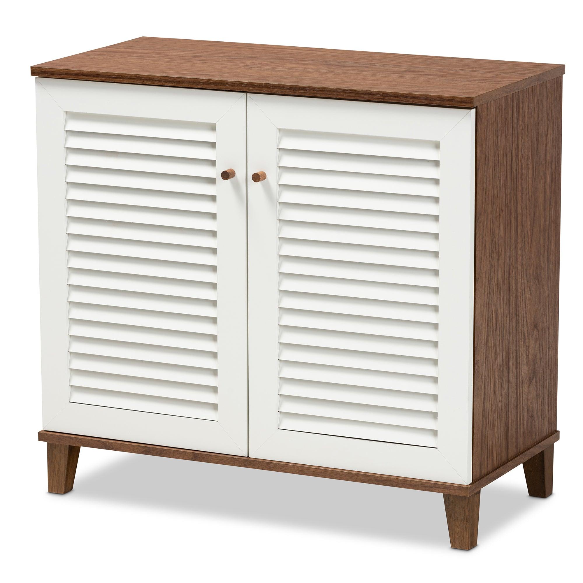 Coolidge Modern and Contemporary and Finished 4-Shelf Wood Shoe Storage Cabinet