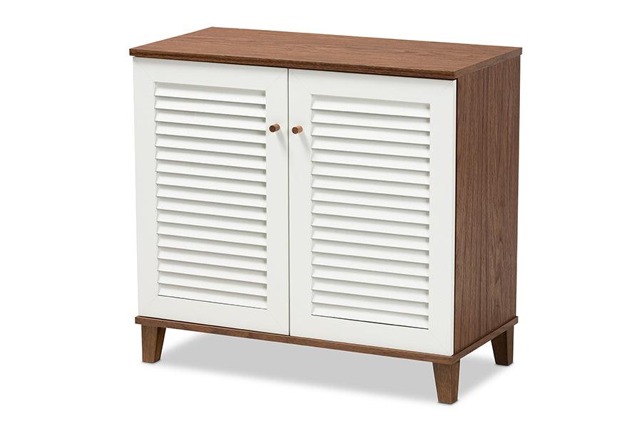 Coolidge Modern and Contemporary and Finished 4-Shelf Wood Shoe Storage Cabinet