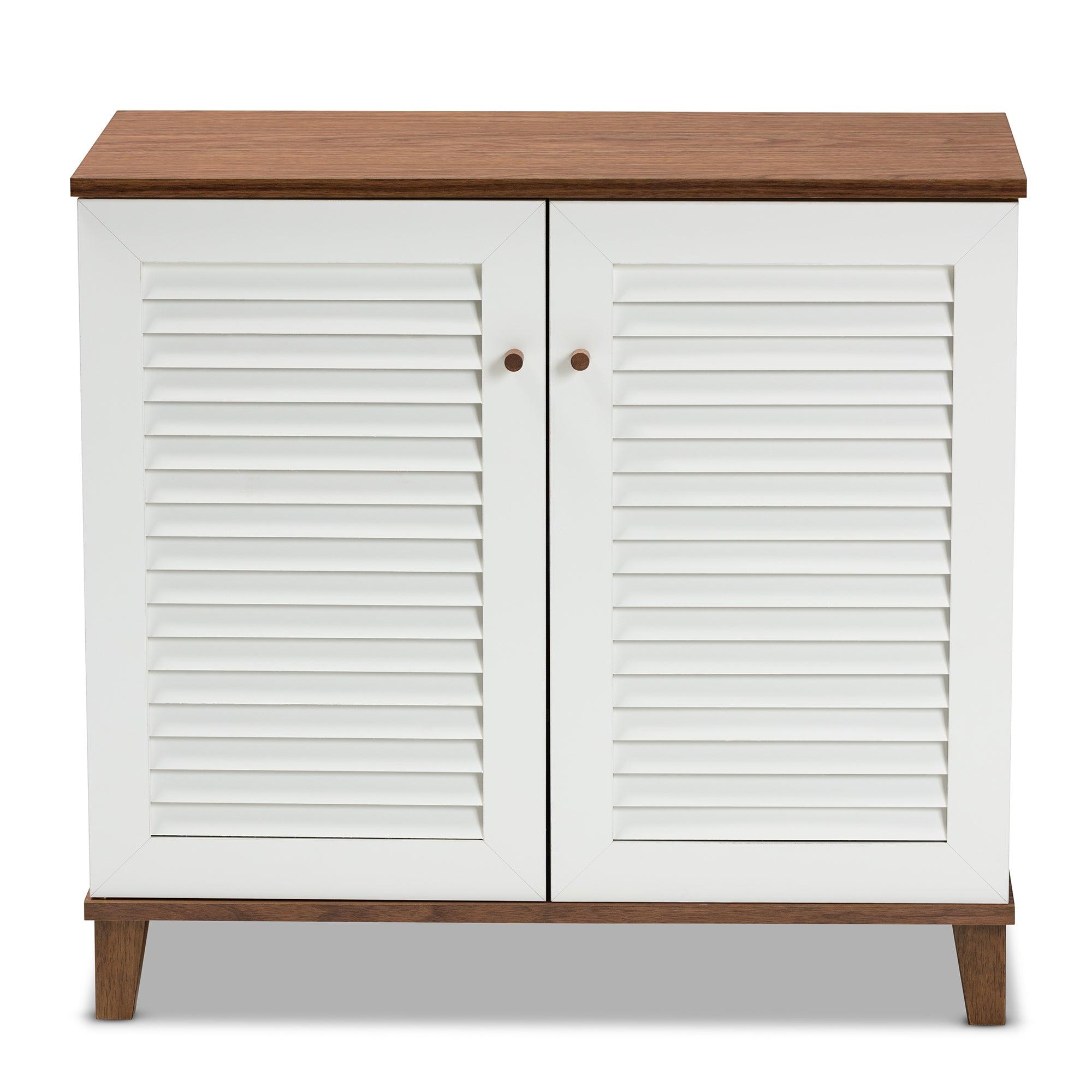 Coolidge Modern and Contemporary and Finished 4-Shelf Wood Shoe Storage Cabinet