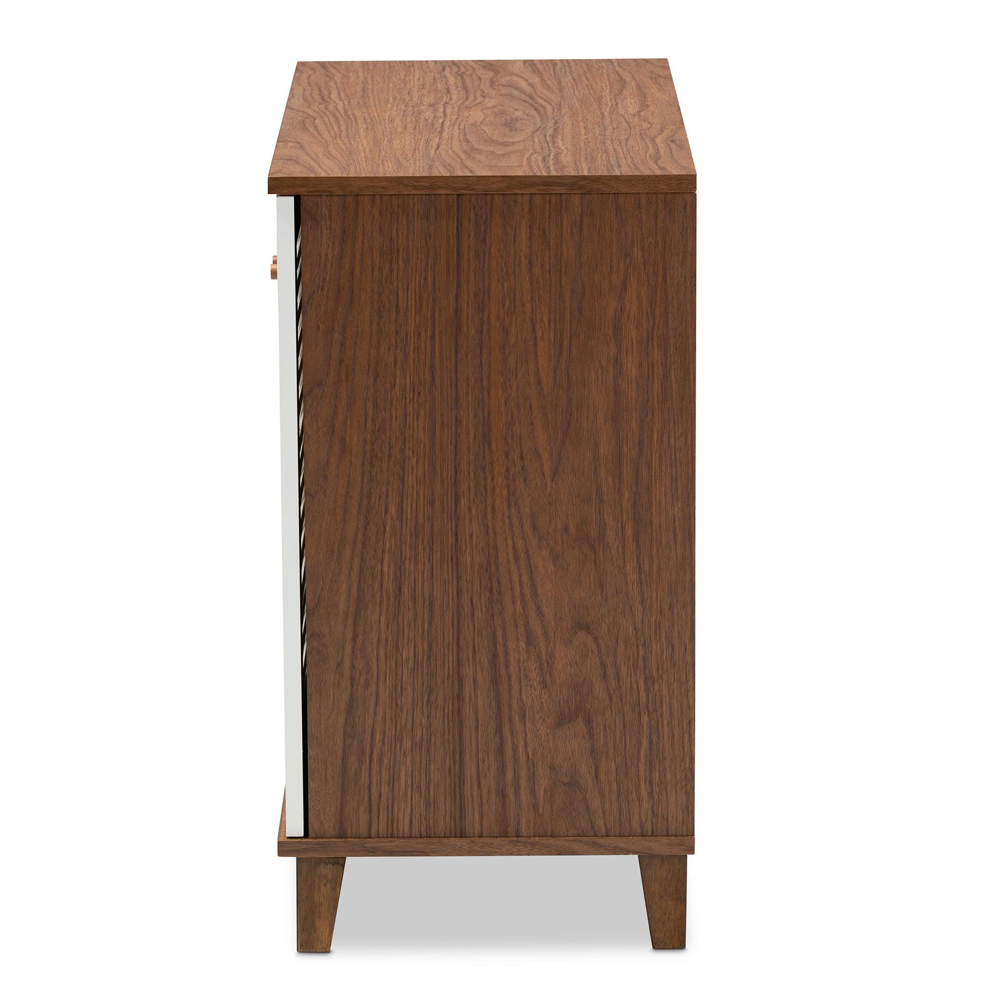 Coolidge Modern and Contemporary and Finished 4-Shelf Wood Shoe Storage Cabinet