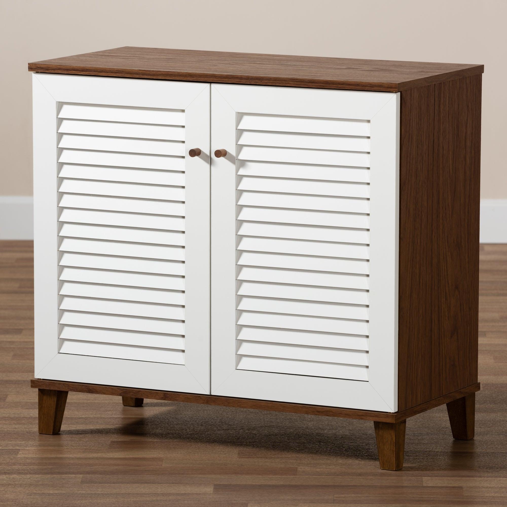 Coolidge Modern and Contemporary and Finished 4-Shelf Wood Shoe Storage Cabinet