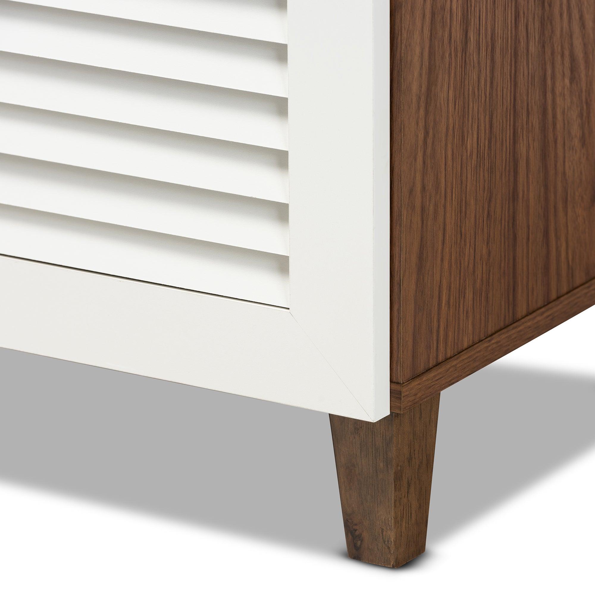 Coolidge Modern and Contemporary and Finished 4-Shelf Wood Shoe Storage Cabinet with Drawer