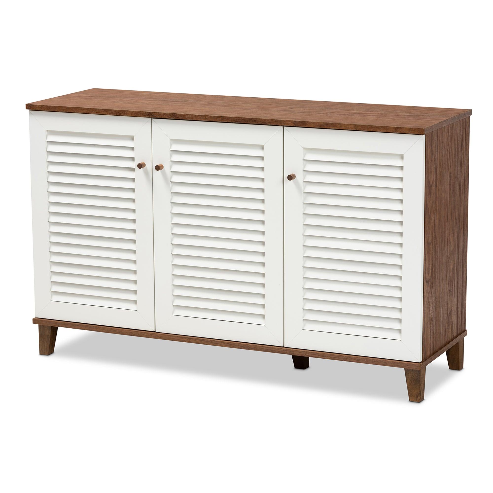 Coolidge Modern and Contemporary Finished 8-Shelf Wood Shoe Storage Cabinet