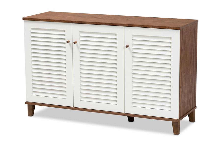 Coolidge Modern and Contemporary Finished 8-Shelf Wood Shoe Storage Cabinet