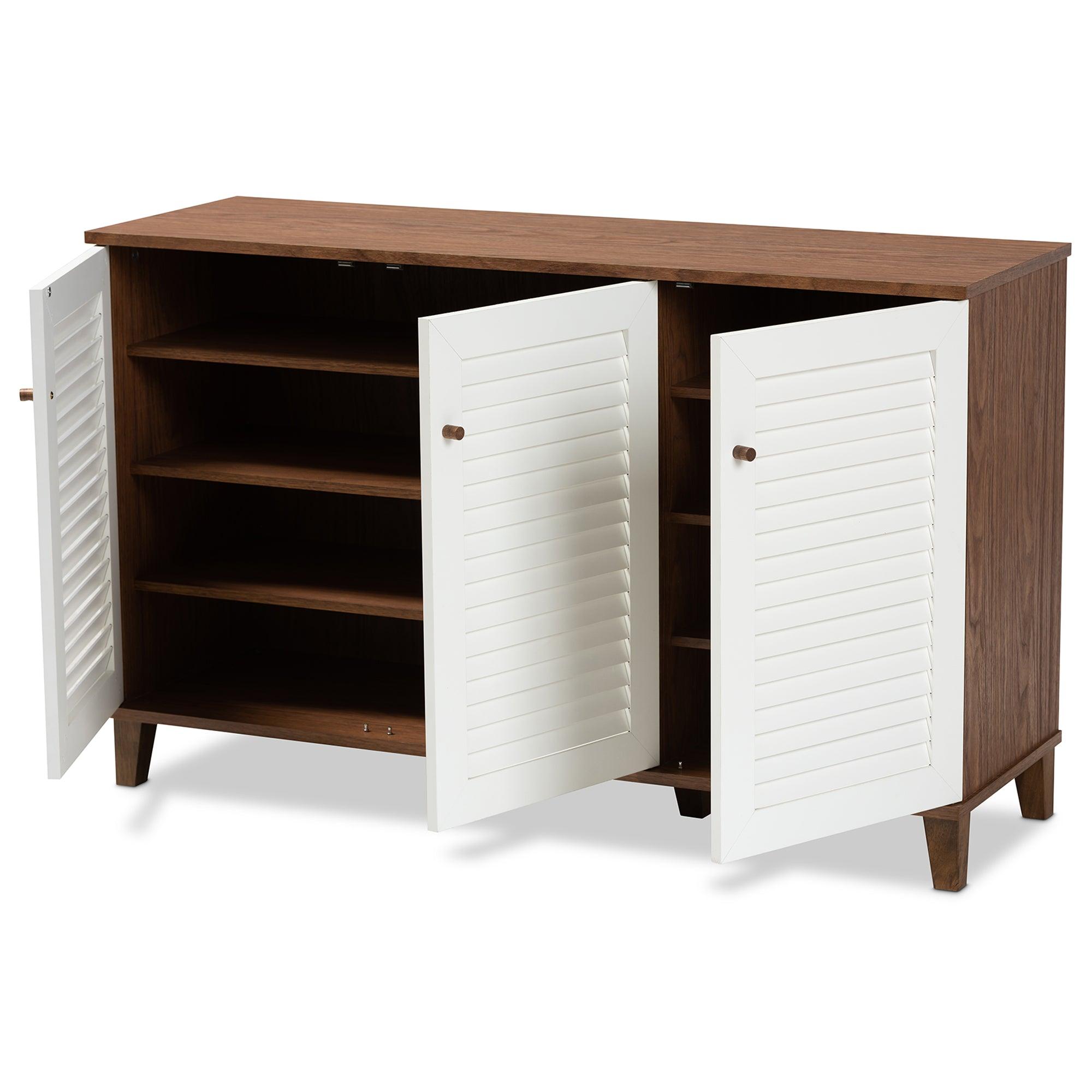 Coolidge Modern and Contemporary Finished 8-Shelf Wood Shoe Storage Cabinet