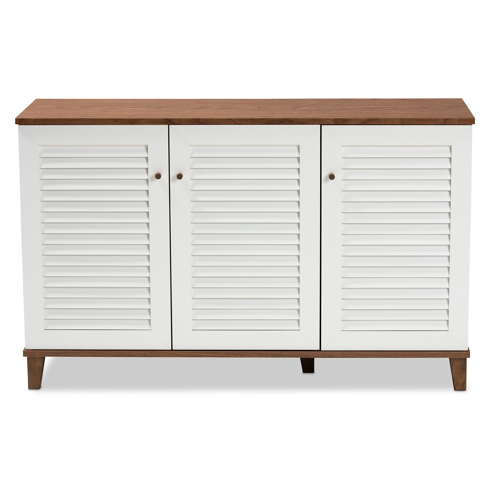 Coolidge Modern and Contemporary Finished 8-Shelf Wood Shoe Storage Cabinet