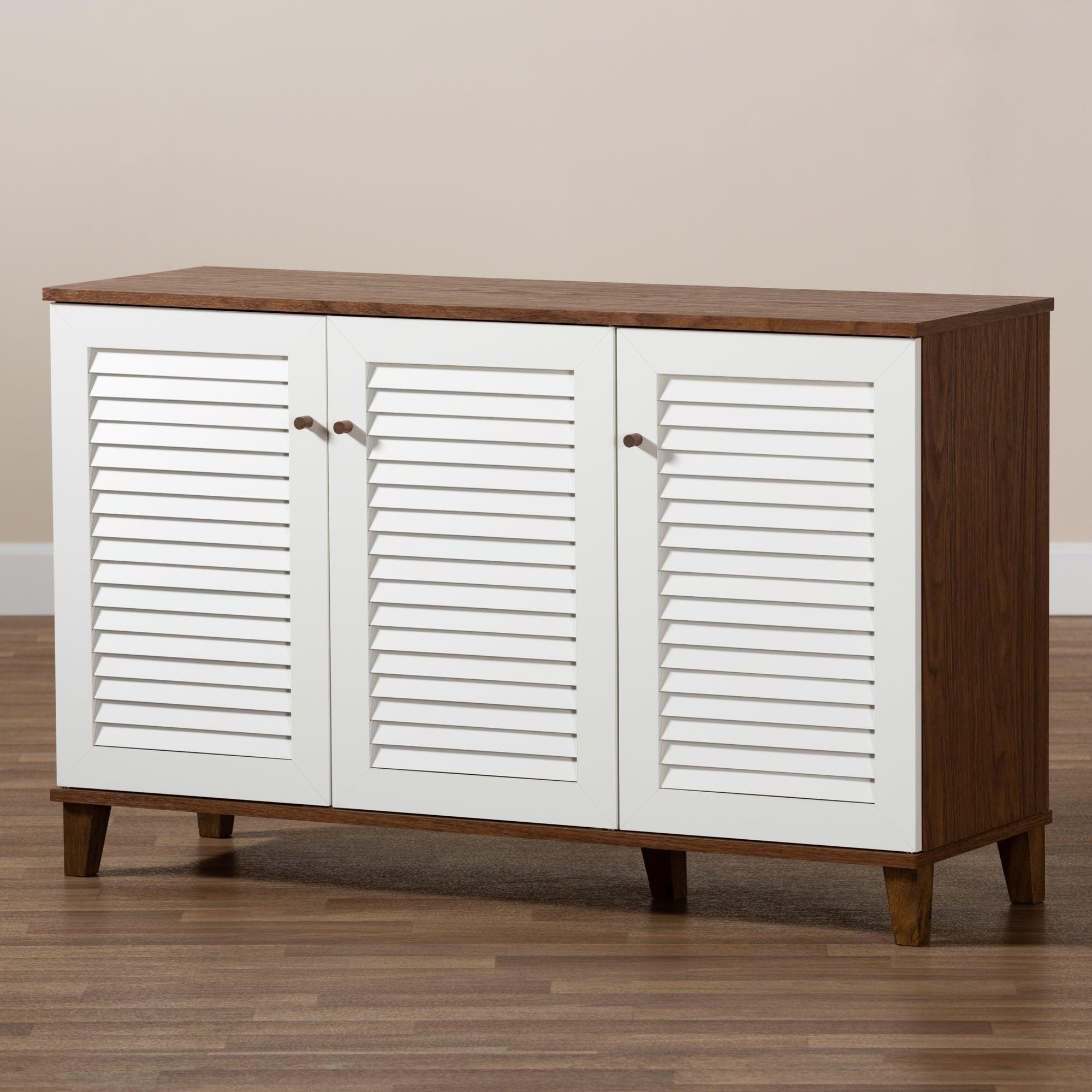 Coolidge Modern and Contemporary Finished 8-Shelf Wood Shoe Storage Cabinet