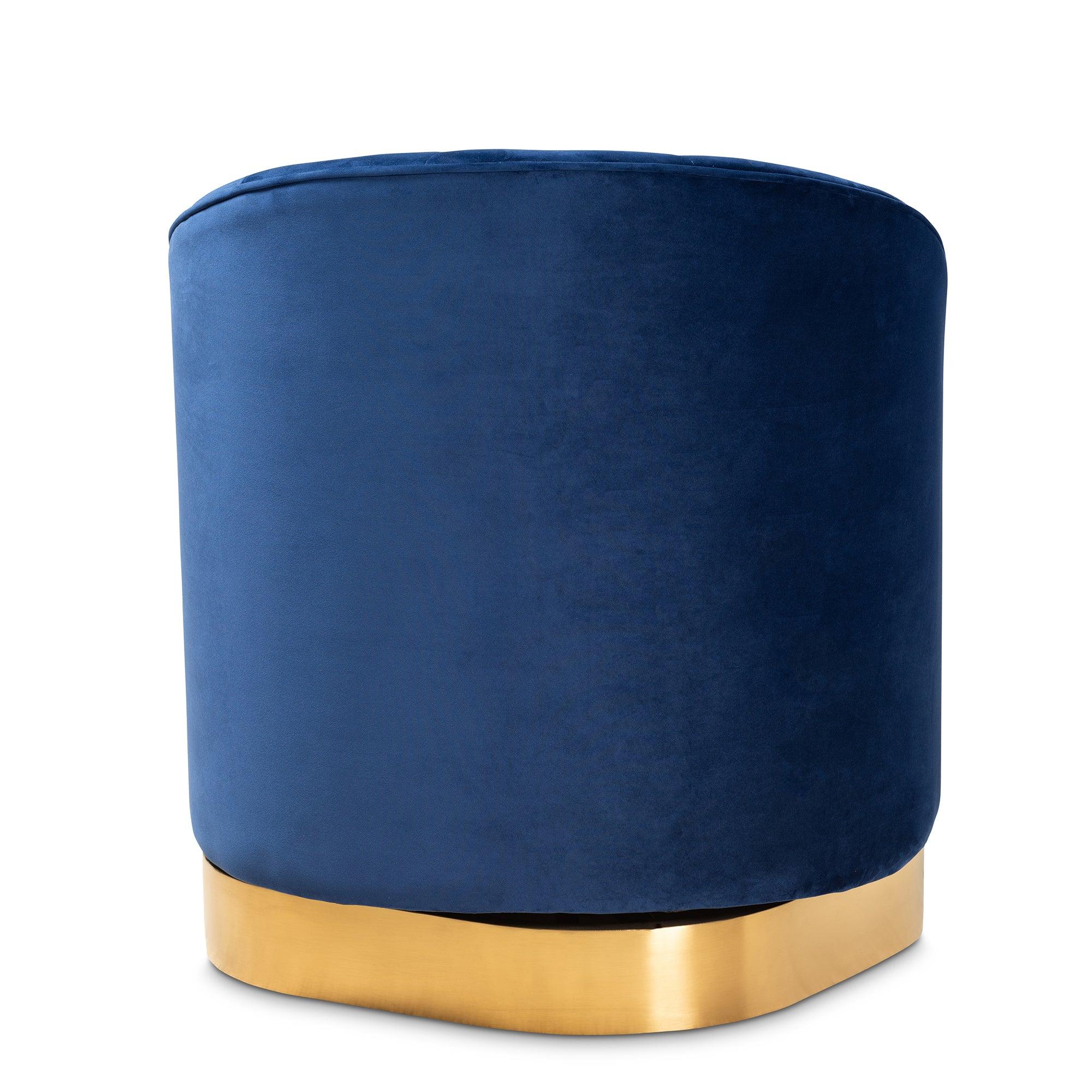 Fiore Glam and Luxe Royal Velvet Fabric Upholstered Brushed Finished Swivel Accent Chair