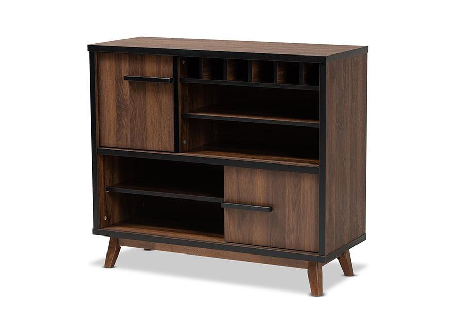 Margo Mid-Century Modern Two-Tone and Finished Wood Wine Storage Cabinet