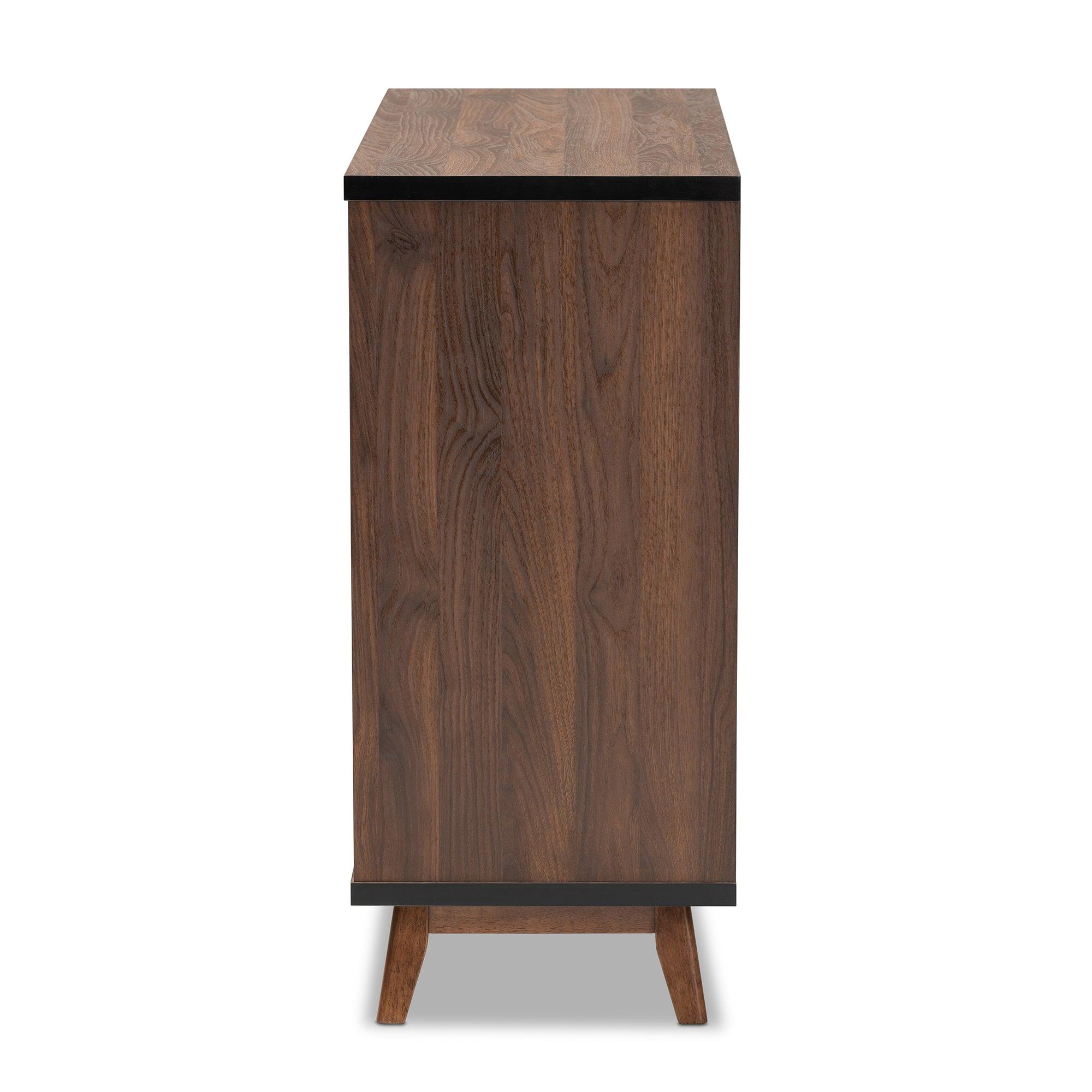 Margo Mid-Century Modern Two-Tone and Finished Wood Wine Storage Cabinet