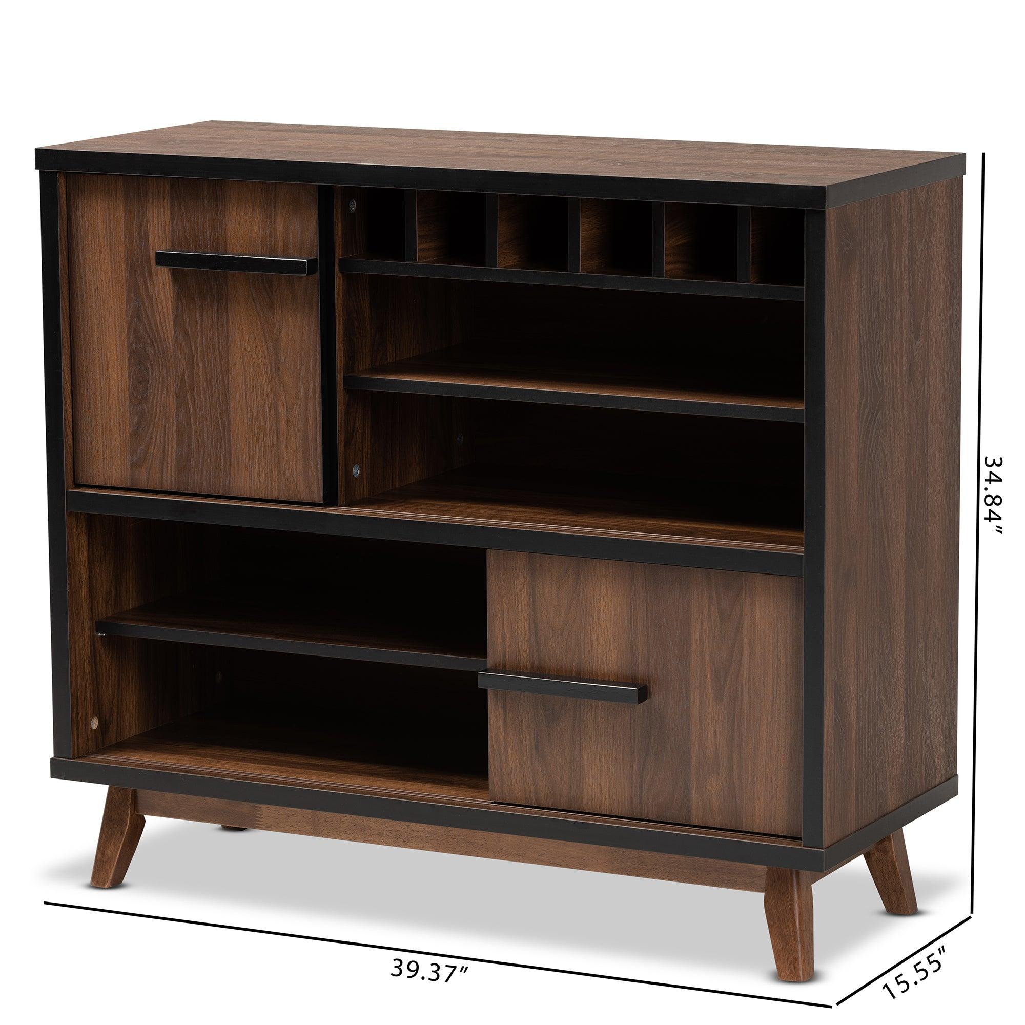 Margo Mid-Century Modern Two-Tone and Finished Wood Wine Storage Cabinet