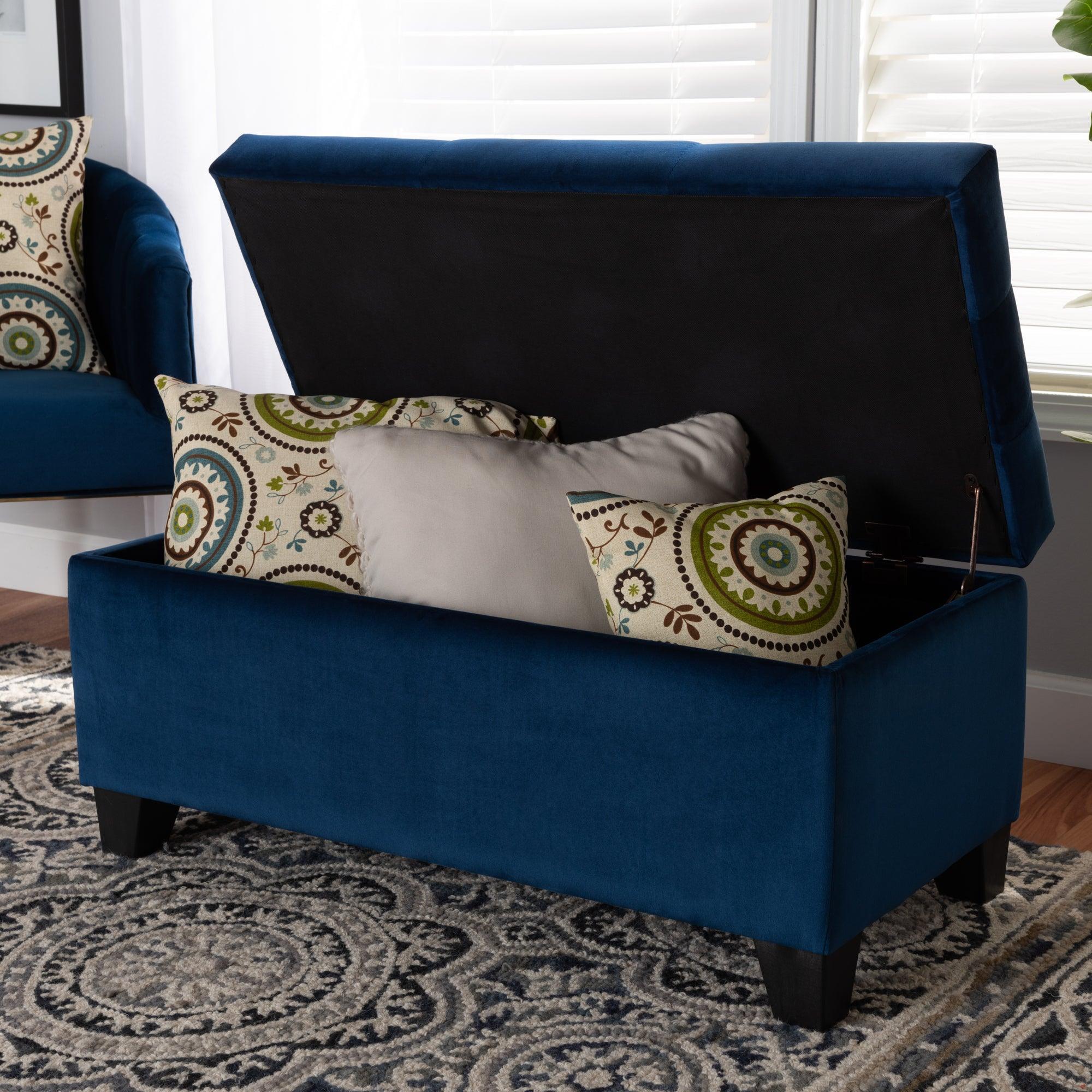 Michaela Modern and Contemporary Velvet Fabric Upholstered Storage Ottoman