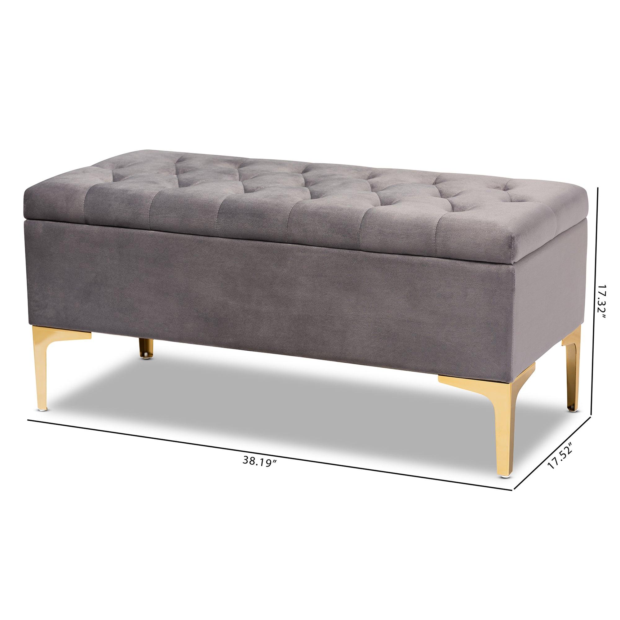 Valere Glam and Luxe Velvet Fabric Upholstered Finished Button Tufted Storage Ottoman