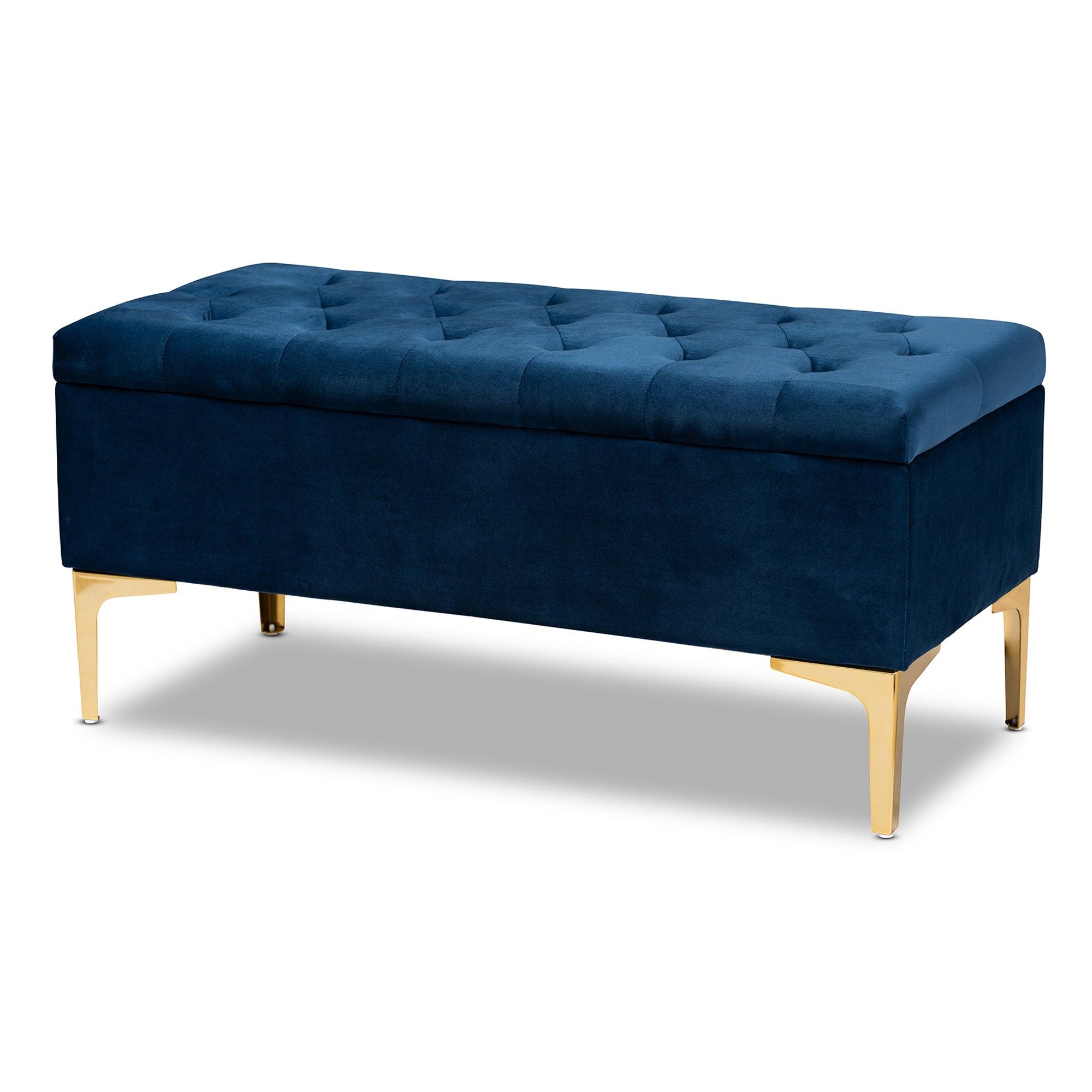 Valere Glam and Luxe Velvet Fabric Upholstered Finished Button Tufted Storage Ottoman