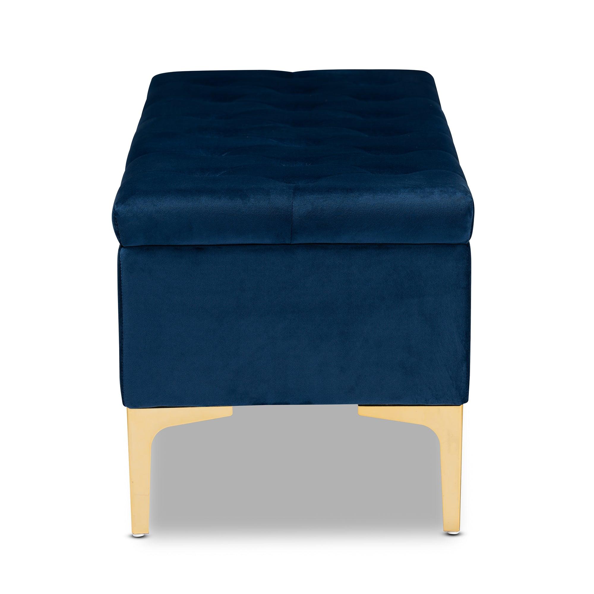 Valere Glam and Luxe Velvet Fabric Upholstered Finished Button Tufted Storage Ottoman