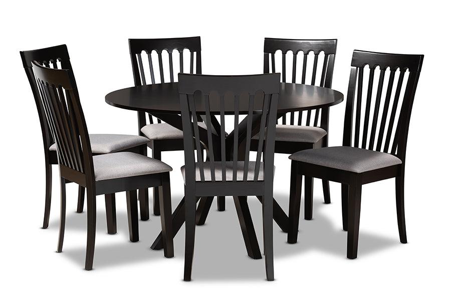 Lore Modern and Contemporary Fabric Upholstered and Finished Wood 7-Piece Dining Set