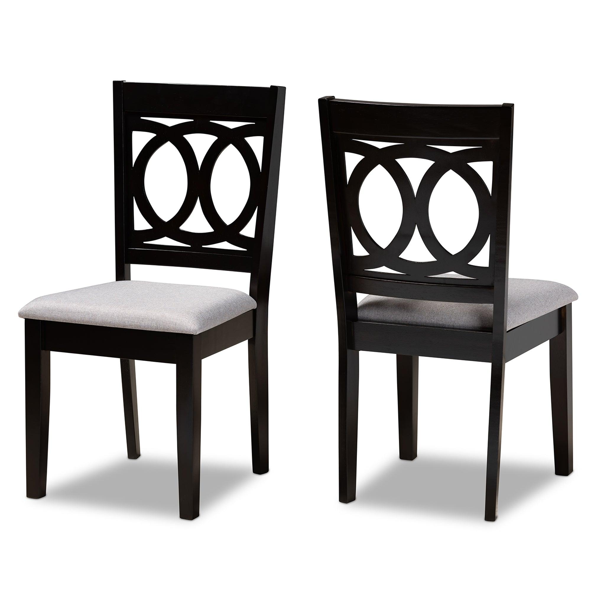 Lenoir Modern and Contemporary Fabric Upholstered Espresso Finished Wood 2-Piece Dining Chair Set Set