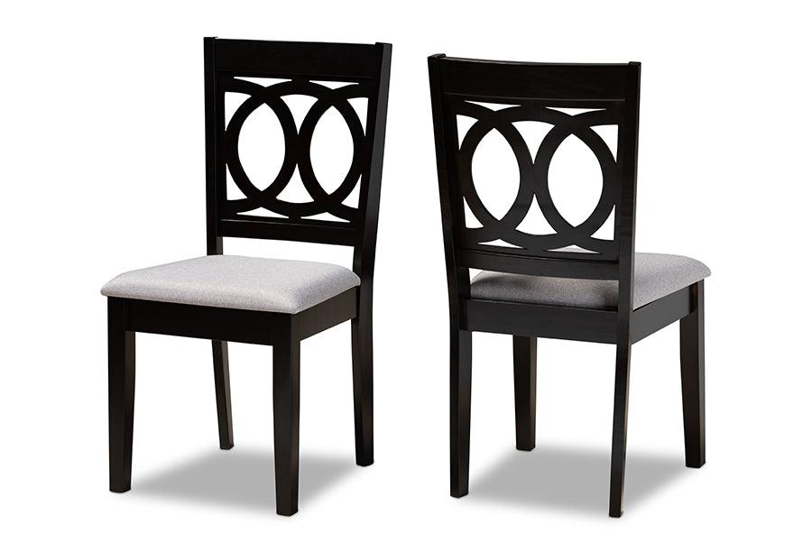 Lenoir Modern and Contemporary Fabric Upholstered Espresso Finished Wood 2-Piece Dining Chair Set Set