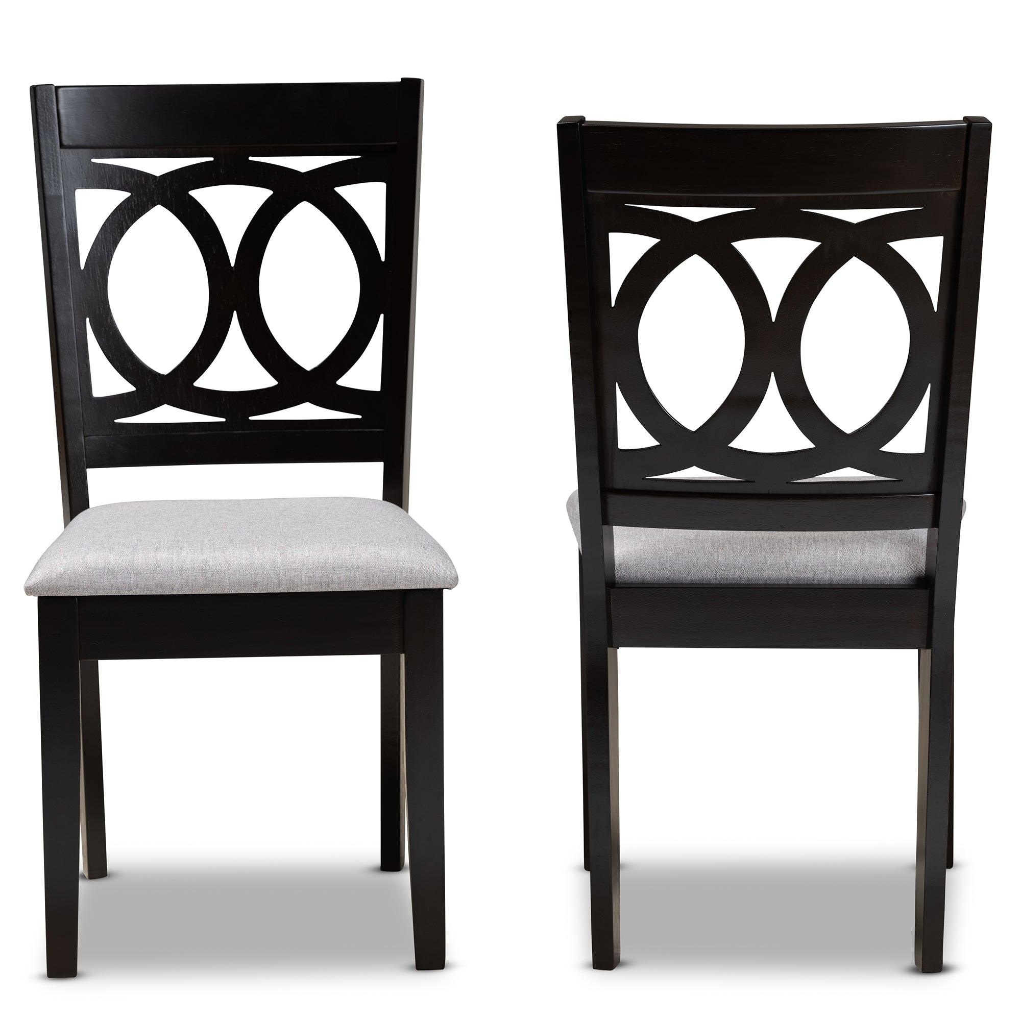 Lenoir Modern and Contemporary Fabric Upholstered Espresso Finished Wood 2-Piece Dining Chair Set Set