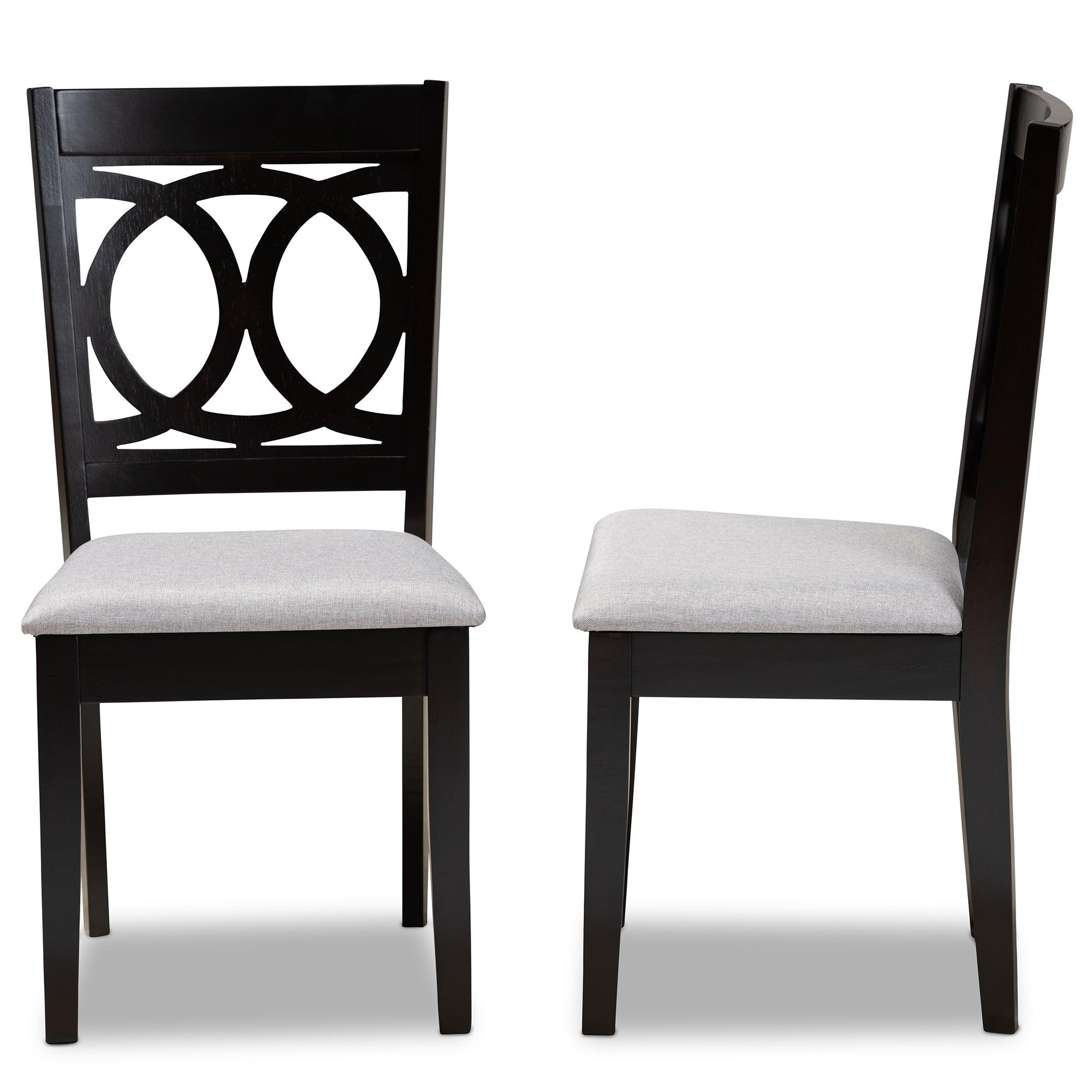 Lenoir Modern and Contemporary Fabric Upholstered Espresso Finished Wood 2-Piece Dining Chair Set Set