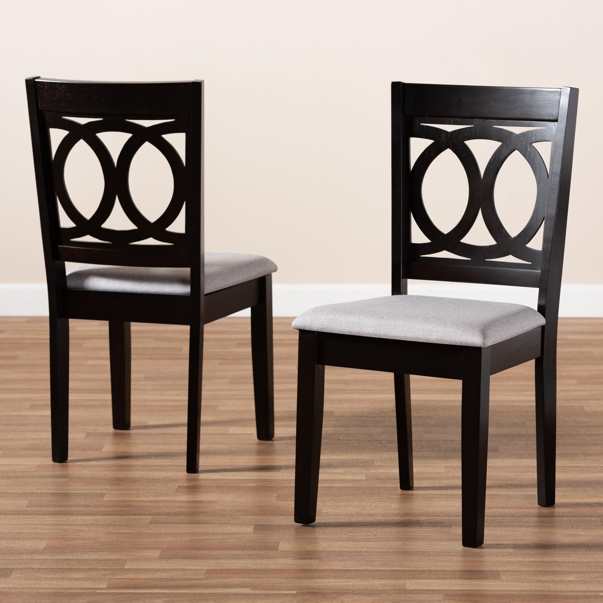 Lenoir Modern and Contemporary Fabric Upholstered Espresso Finished Wood 2-Piece Dining Chair Set Set