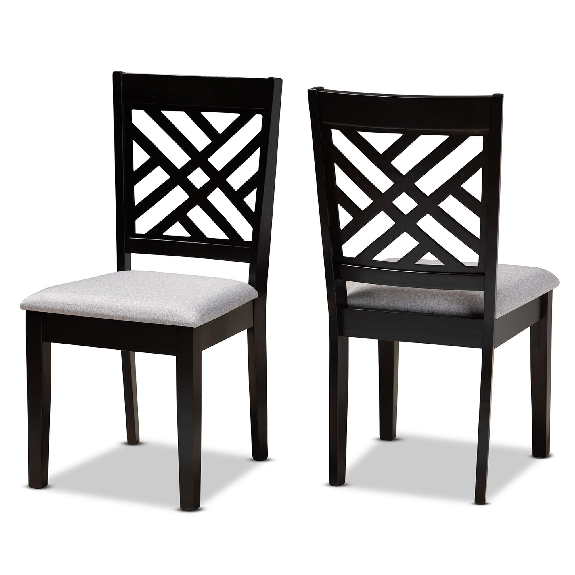 Caron Modern and Contemporary Fabric Upholstered Espresso Finished Wood 2-Piece Dining Chair Set Set