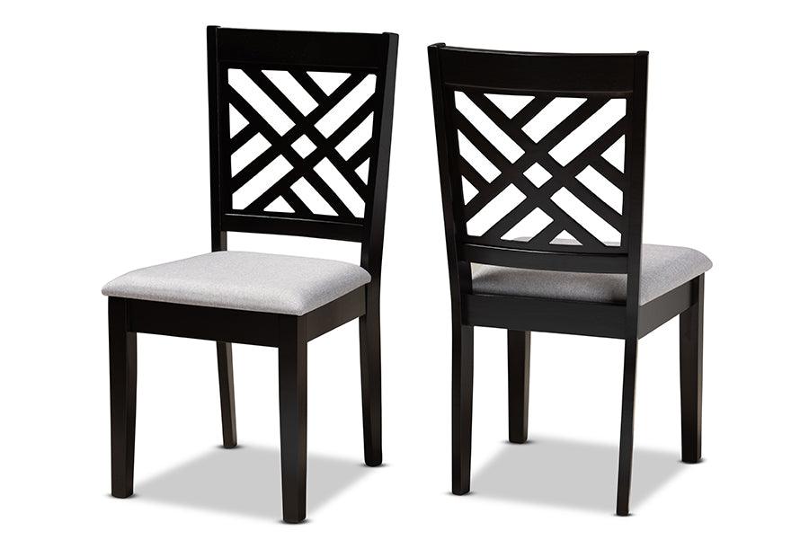 Caron Modern and Contemporary Fabric Upholstered Espresso Finished Wood 2-Piece Dining Chair Set Set