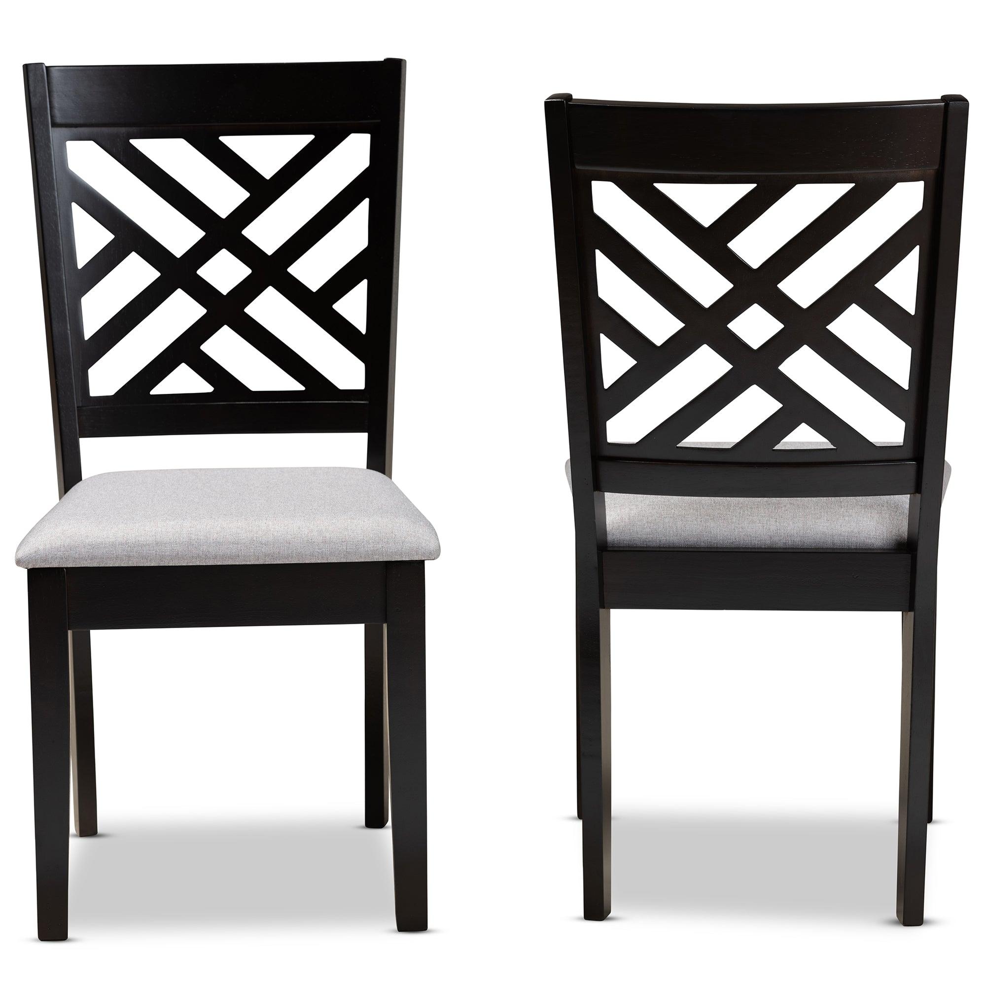 Caron Modern and Contemporary Fabric Upholstered Espresso Finished Wood 2-Piece Dining Chair Set Set