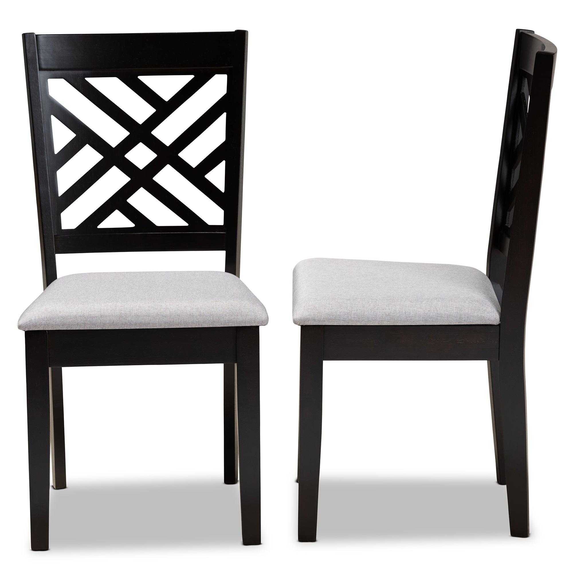 Caron Modern and Contemporary Fabric Upholstered Espresso Finished Wood 2-Piece Dining Chair Set Set