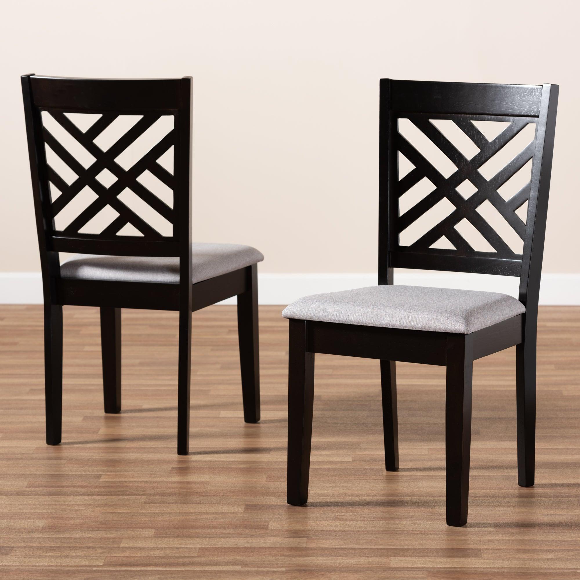 Caron Modern and Contemporary Fabric Upholstered Espresso Finished Wood 2-Piece Dining Chair Set Set