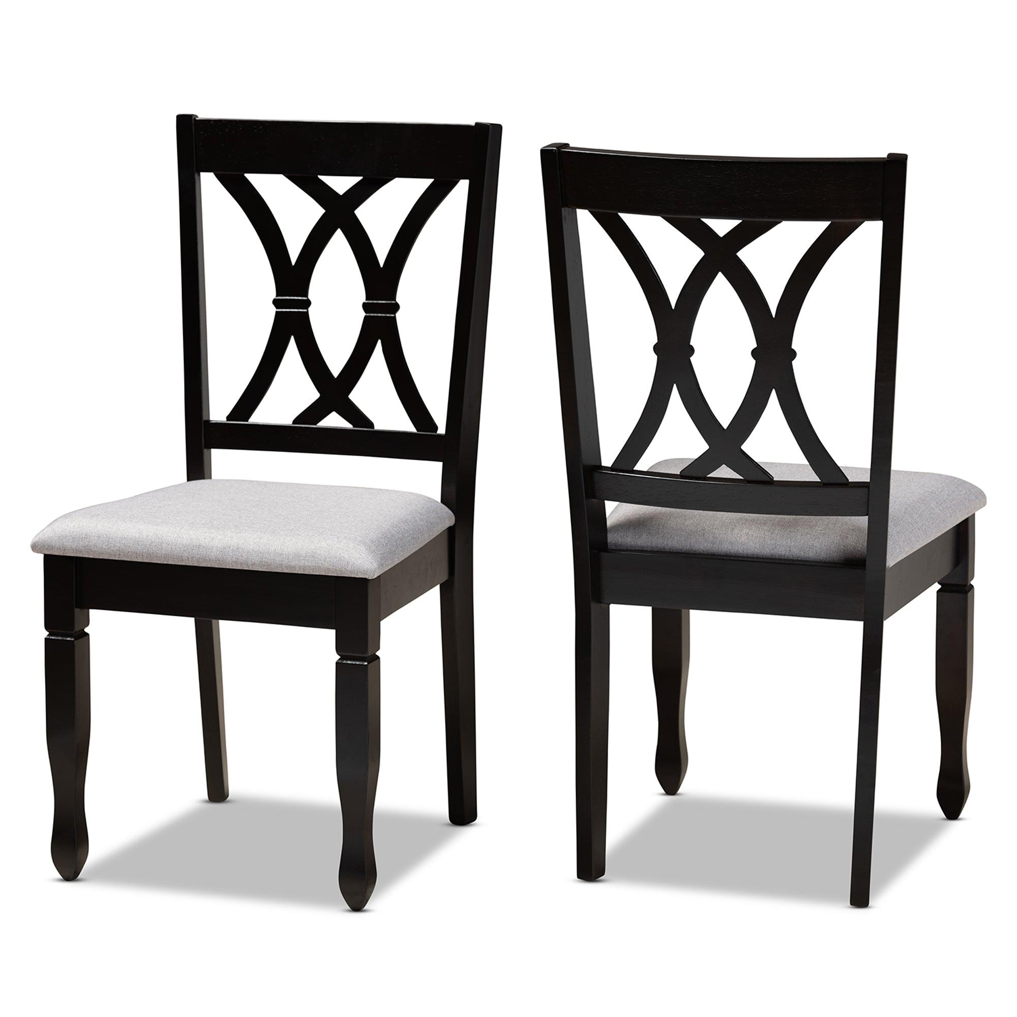 Reneau Modern and Contemporary Fabric Upholstered Espresso Finished Wood 2-Piece Dining Chair Set Set