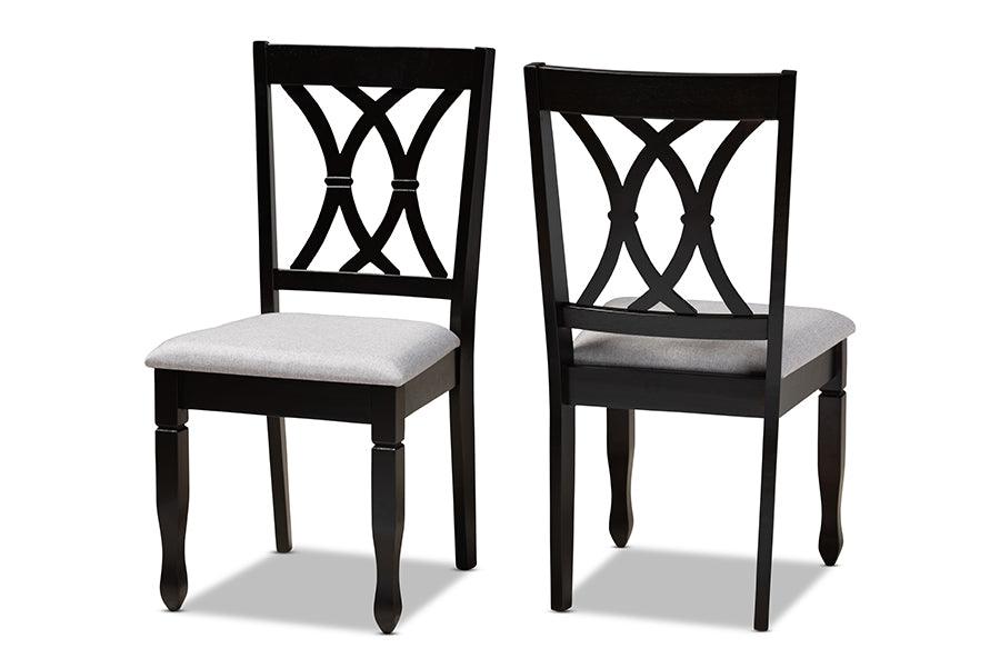 Reneau Modern and Contemporary Fabric Upholstered Espresso Finished Wood 2-Piece Dining Chair Set Set