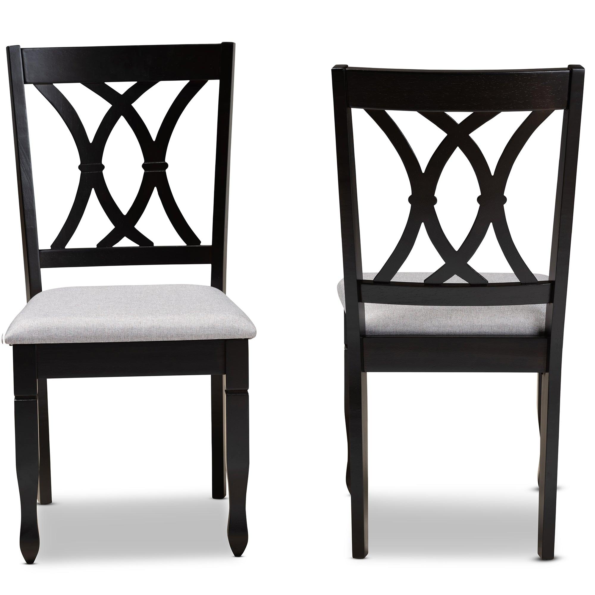 Reneau Modern and Contemporary Fabric Upholstered Espresso Finished Wood 2-Piece Dining Chair Set Set