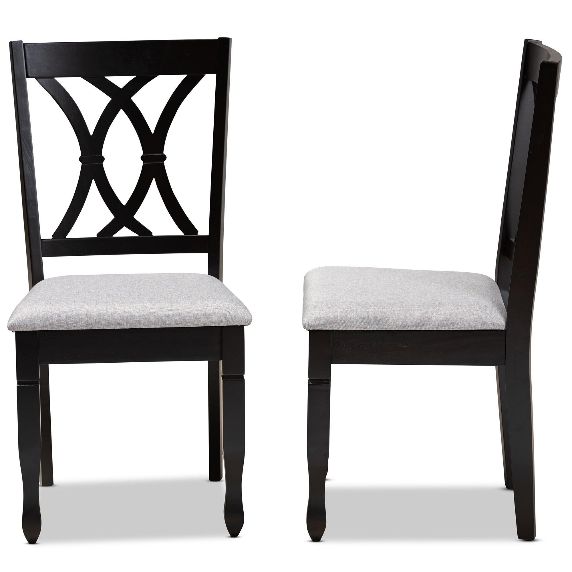 Reneau Modern and Contemporary Fabric Upholstered Espresso Finished Wood 2-Piece Dining Chair Set Set