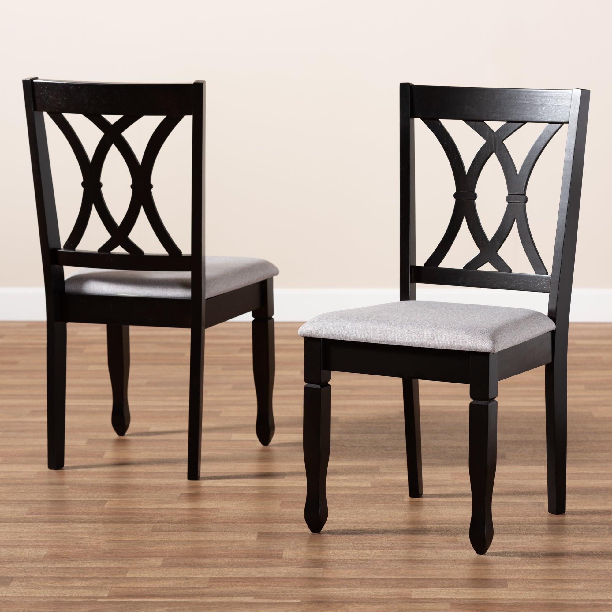 Reneau Modern and Contemporary Fabric Upholstered Espresso Finished Wood 2-Piece Dining Chair Set Set