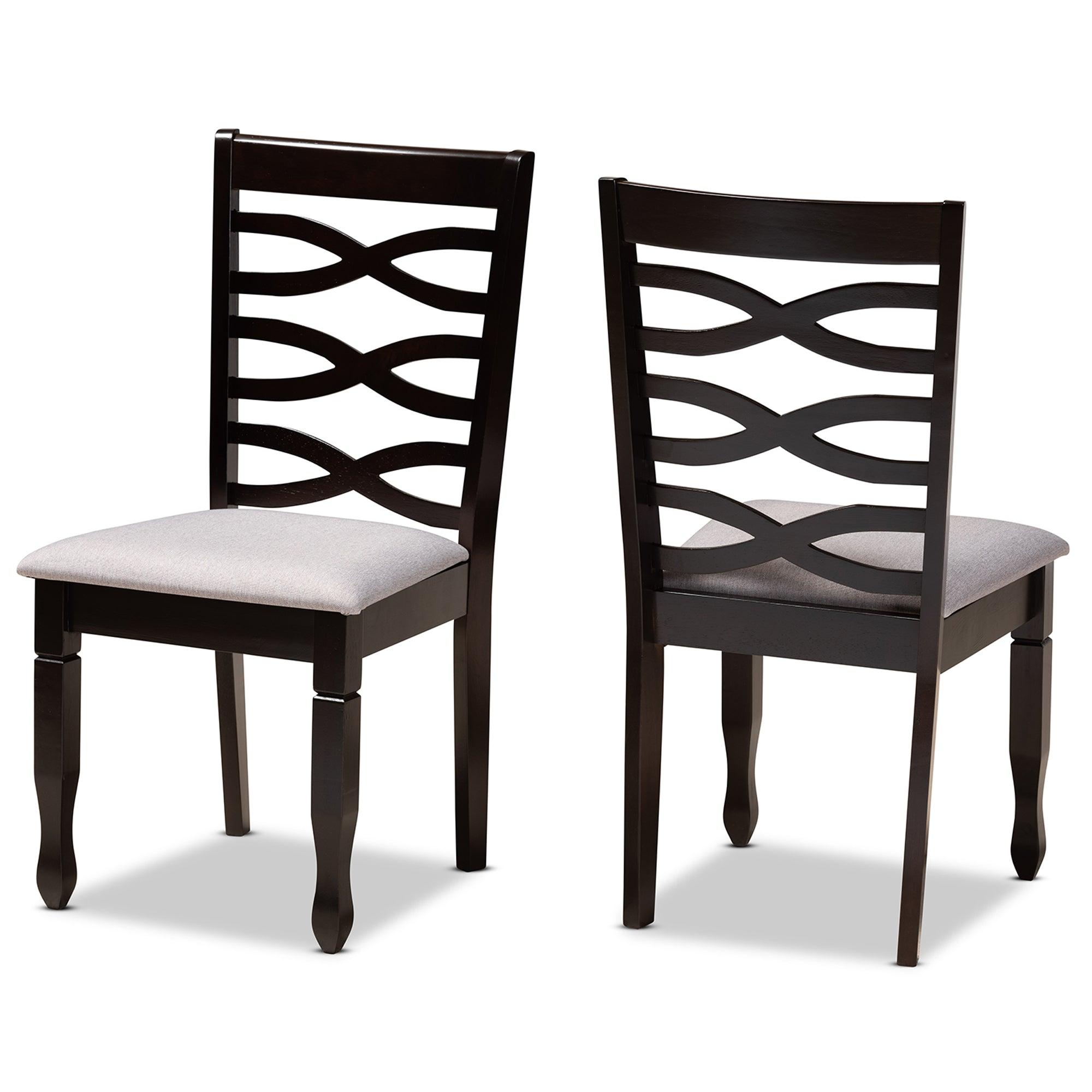 Lanier Modern and Contemporary Fabric Upholstered Espresso Finished Wood 2-Piece Dining Chair Set