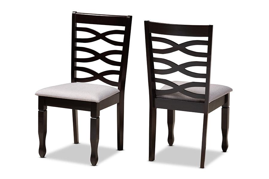 Lanier Modern and Contemporary Fabric Upholstered Espresso Finished Wood 2-Piece Dining Chair Set