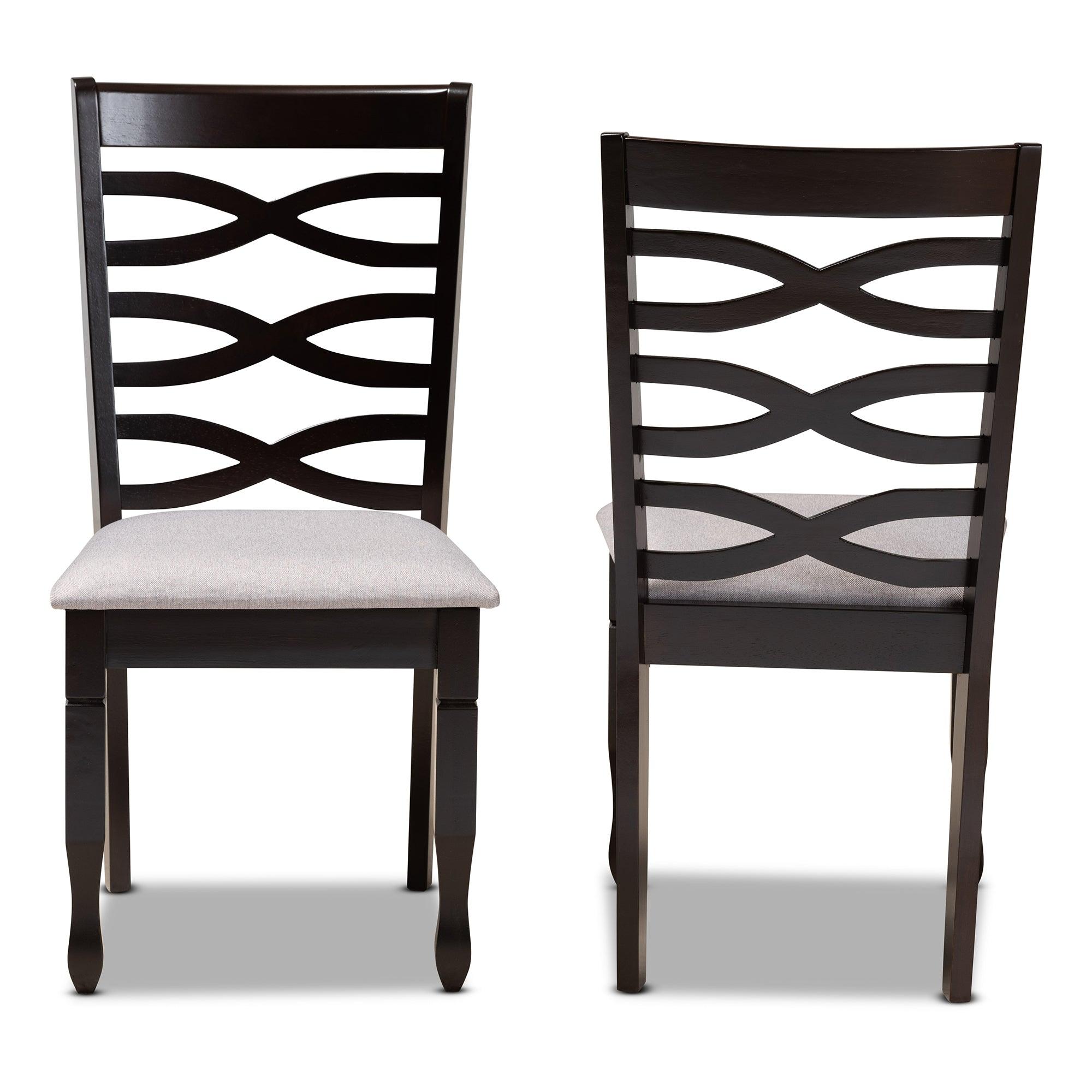 Lanier Modern and Contemporary Fabric Upholstered Espresso Finished Wood 2-Piece Dining Chair Set