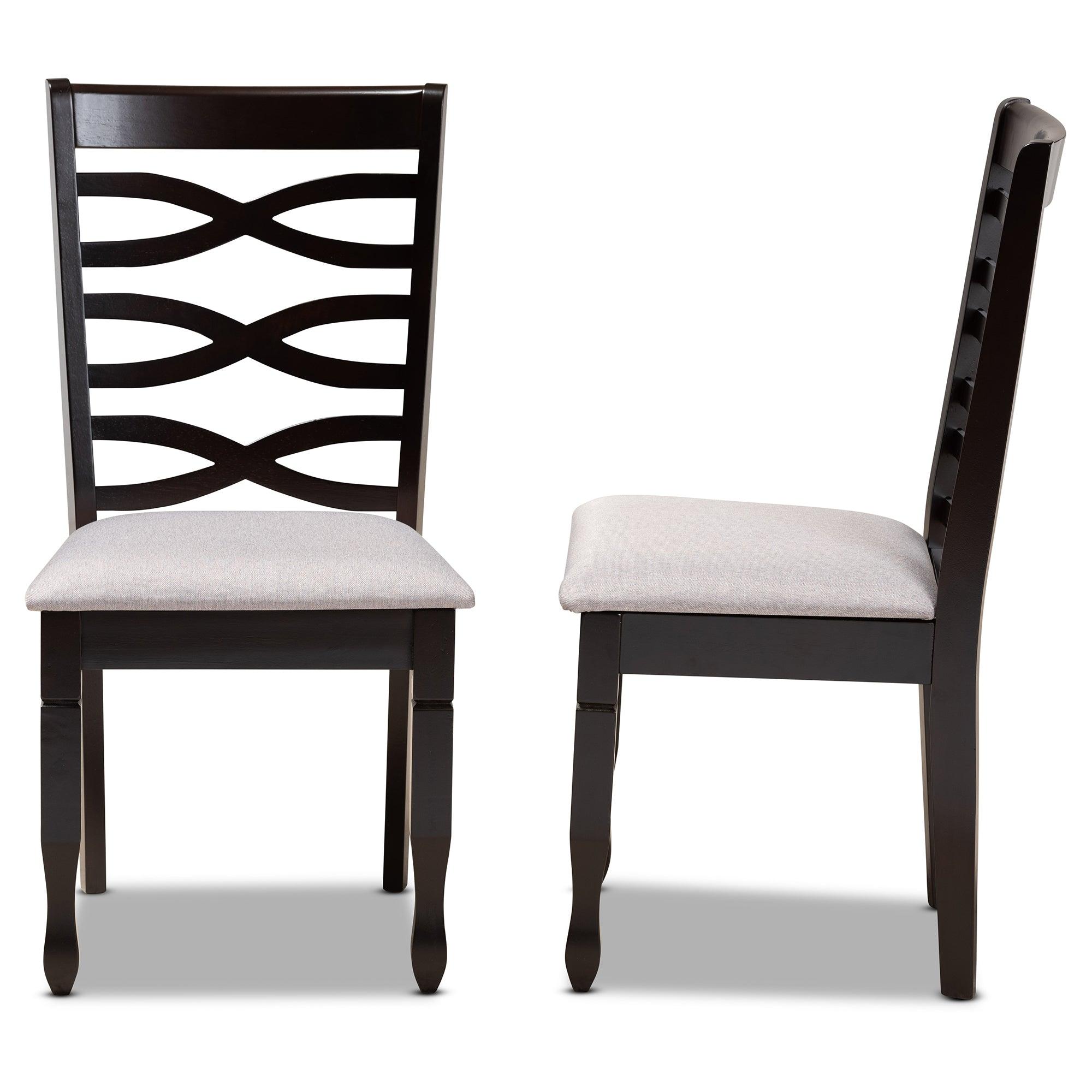 Lanier Modern and Contemporary Fabric Upholstered Espresso Finished Wood 2-Piece Dining Chair Set