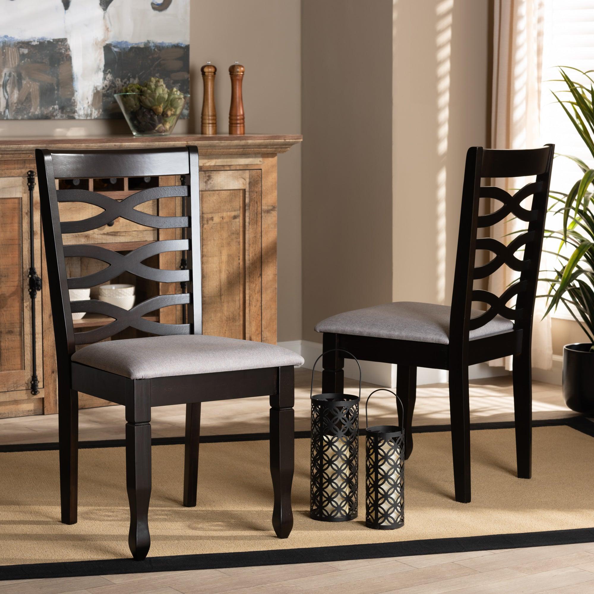 Lanier Modern and Contemporary Fabric Upholstered Espresso Finished Wood 2-Piece Dining Chair Set