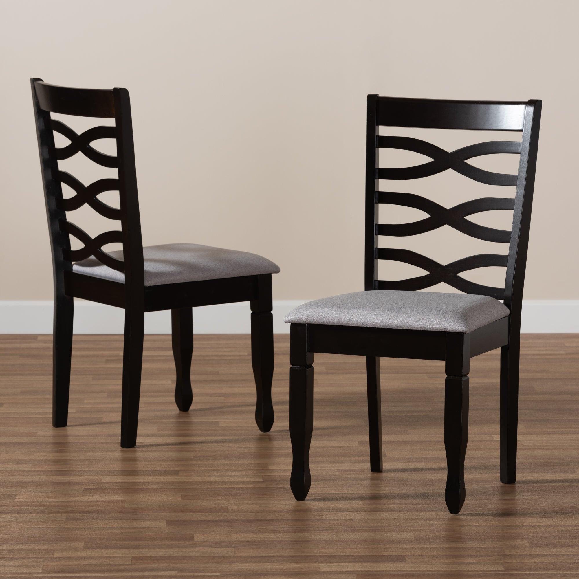 Lanier Modern and Contemporary Fabric Upholstered Espresso Finished Wood 2-Piece Dining Chair Set