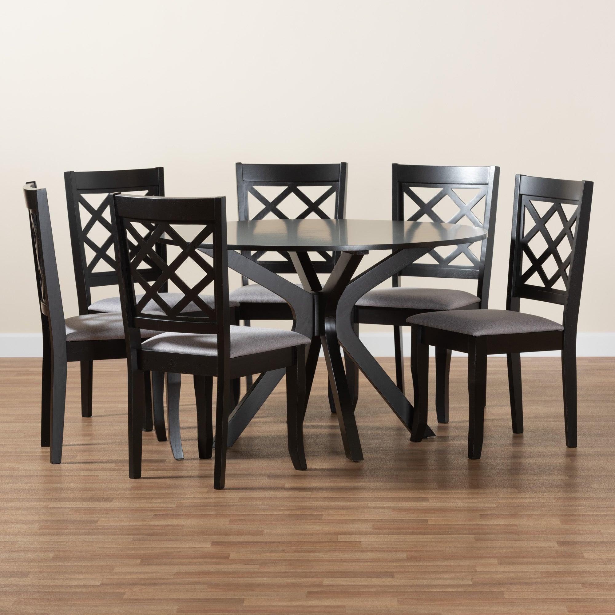 Jana Modern Fabric and Espresso Finished Wood 7-Piece Dining Set