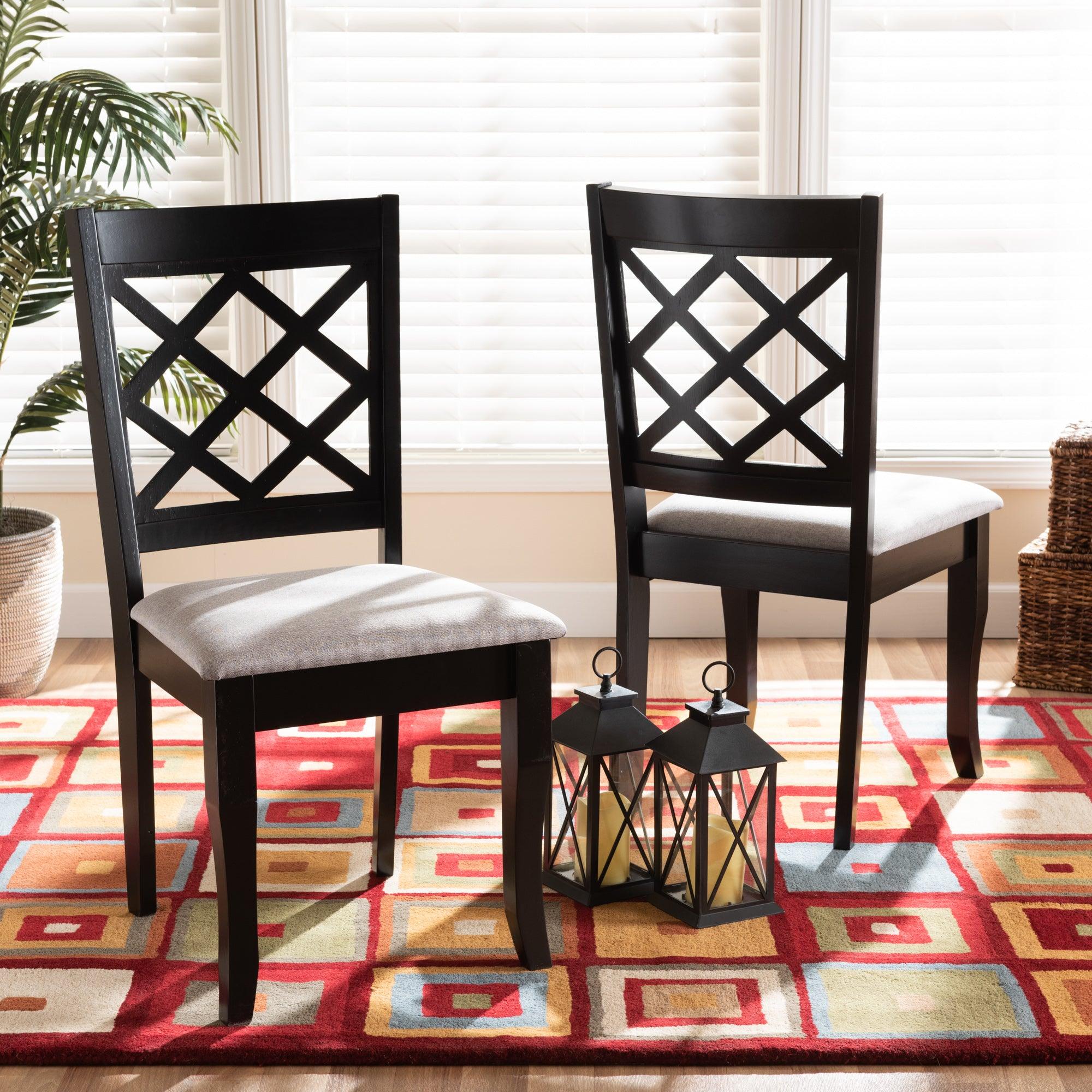 Verner Modern and Contemporary Fabric Upholstered and Finished Wood 2-Piece Dining Chair Set