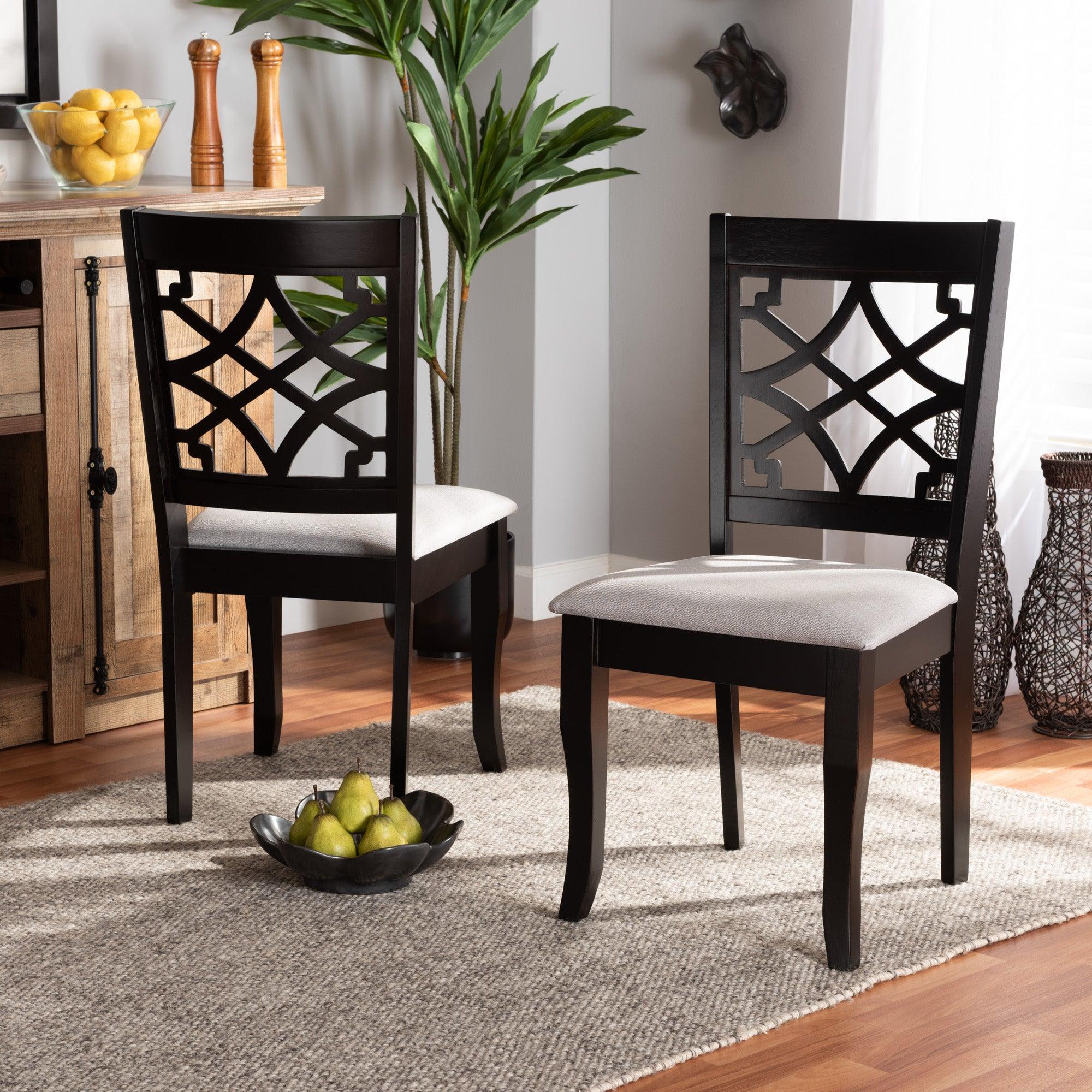 Mael Modern and Contemporary Fabric Upholstered and Finished Wood 2-Piece Dining Chair Set