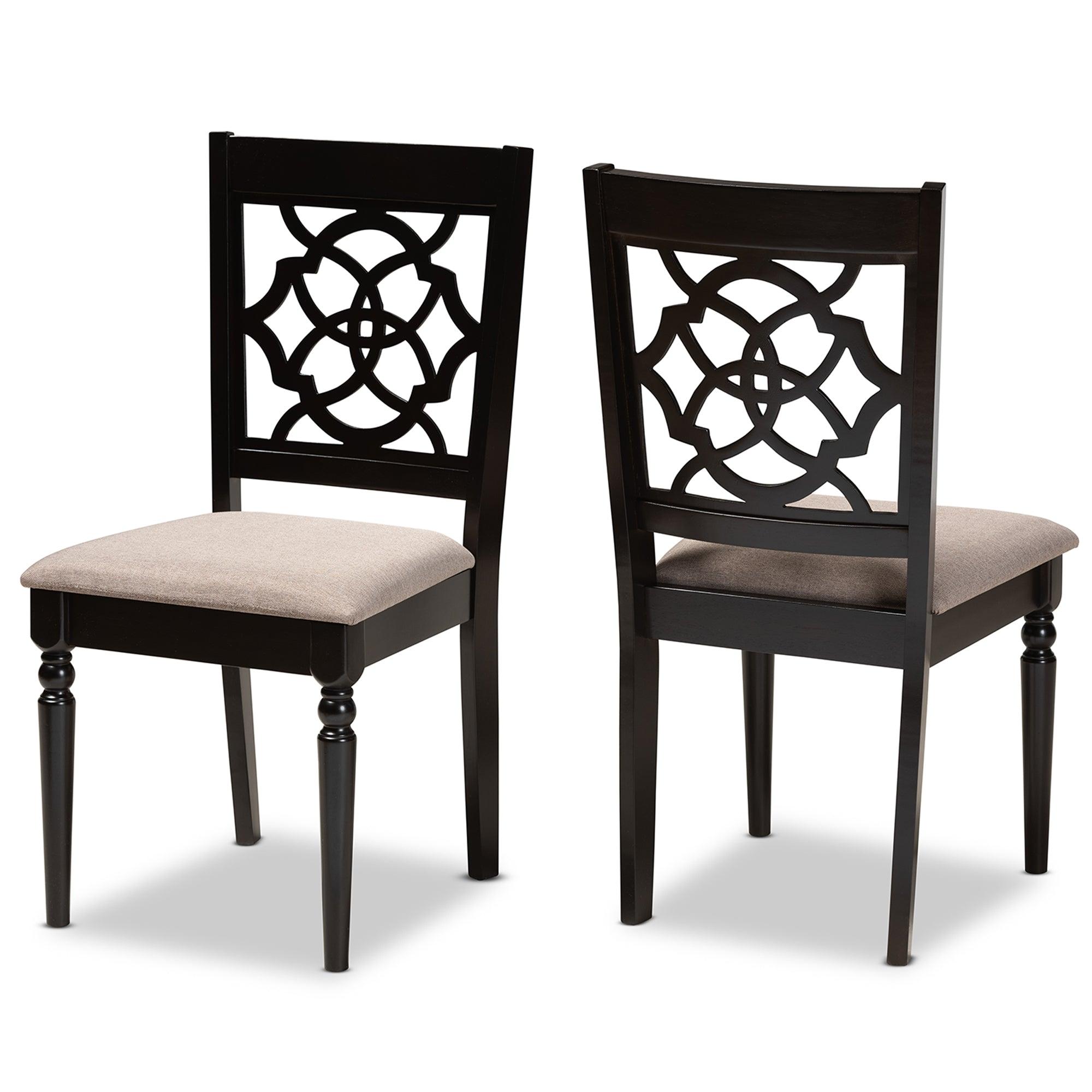 Renaud Modern and Contemporary Sand Fabric Upholstered and Espresso Finished Wood 2-Piece Dining Chair Set Set