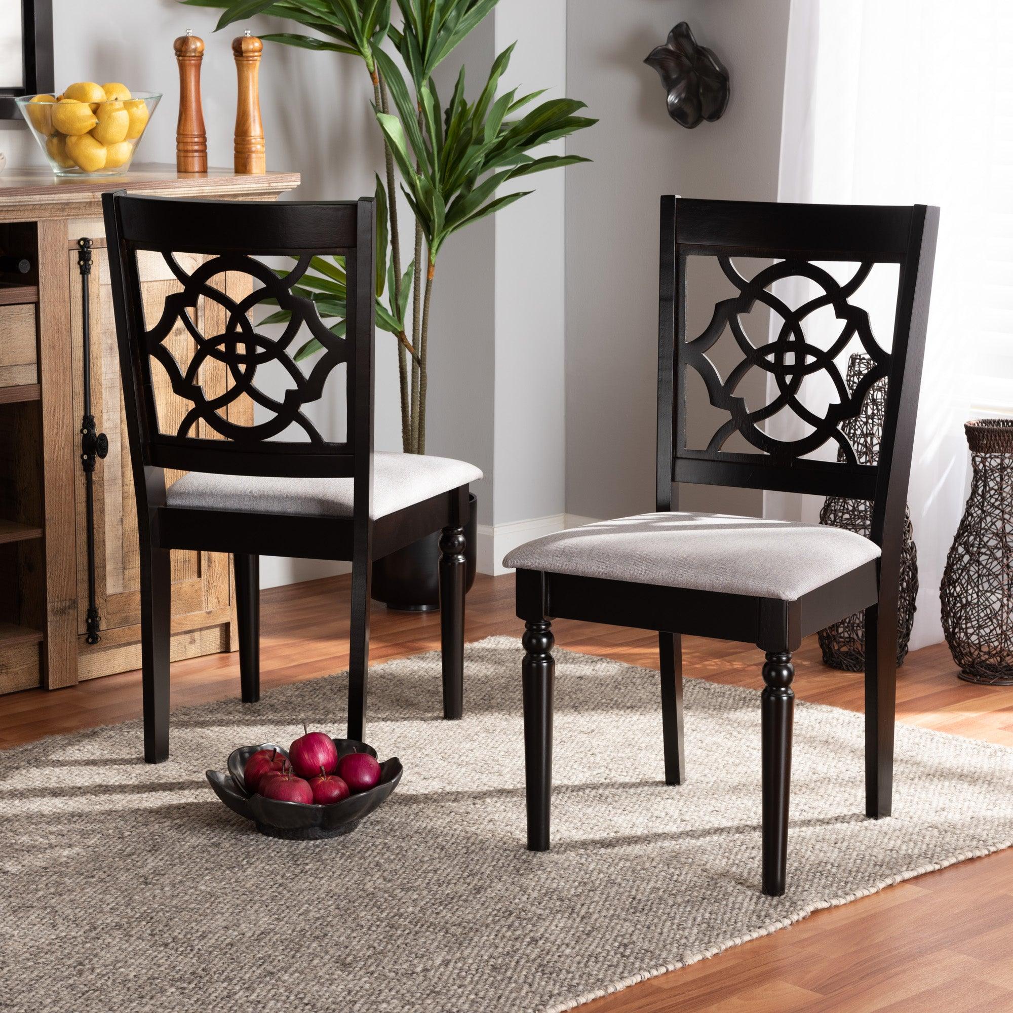 Renaud Modern and Contemporary Fabric Upholstered and Finished Wood 2-Piece Dining Chair Set